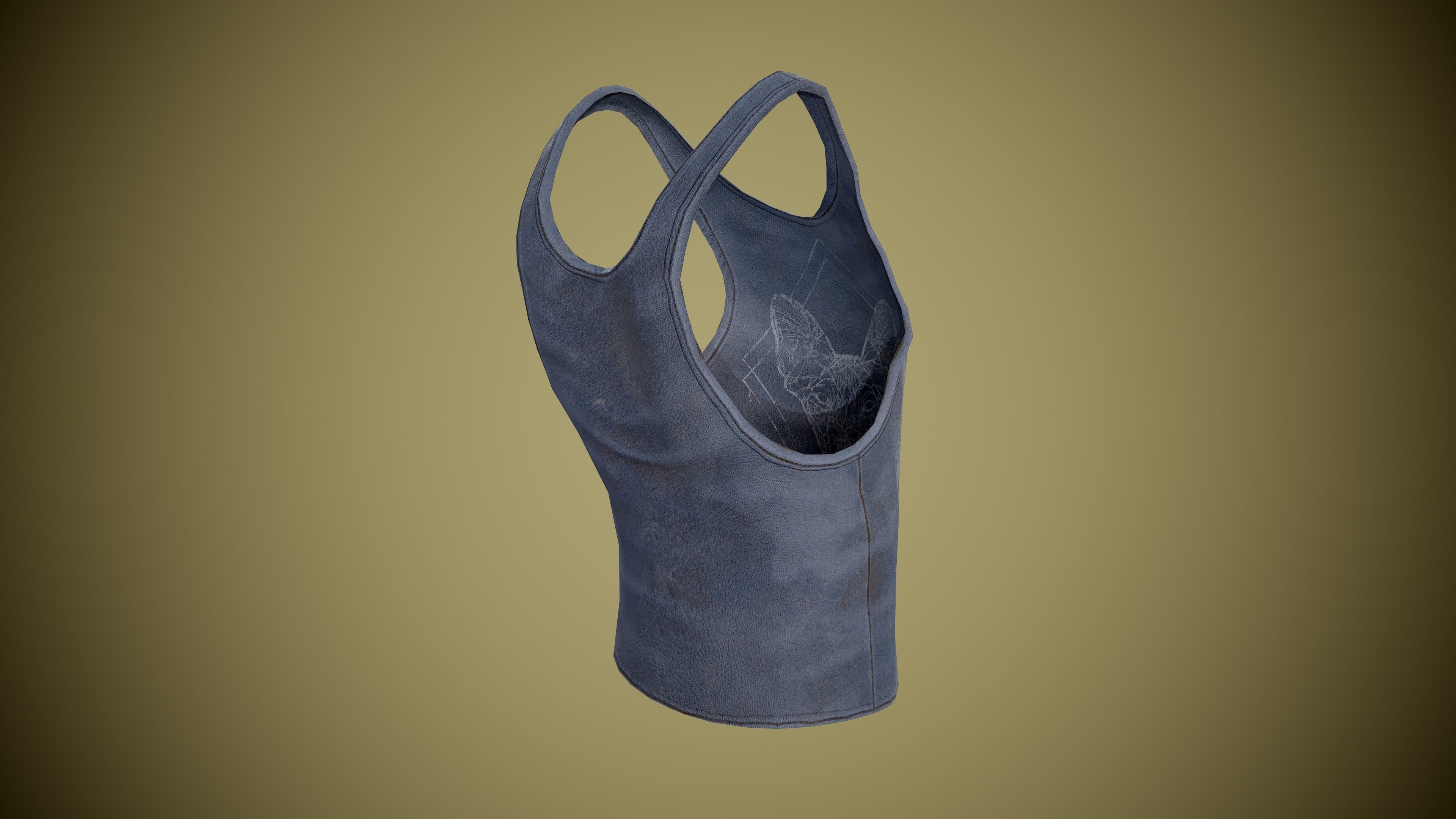Singlet low-poly tank top with design Low-poly 3D model_9