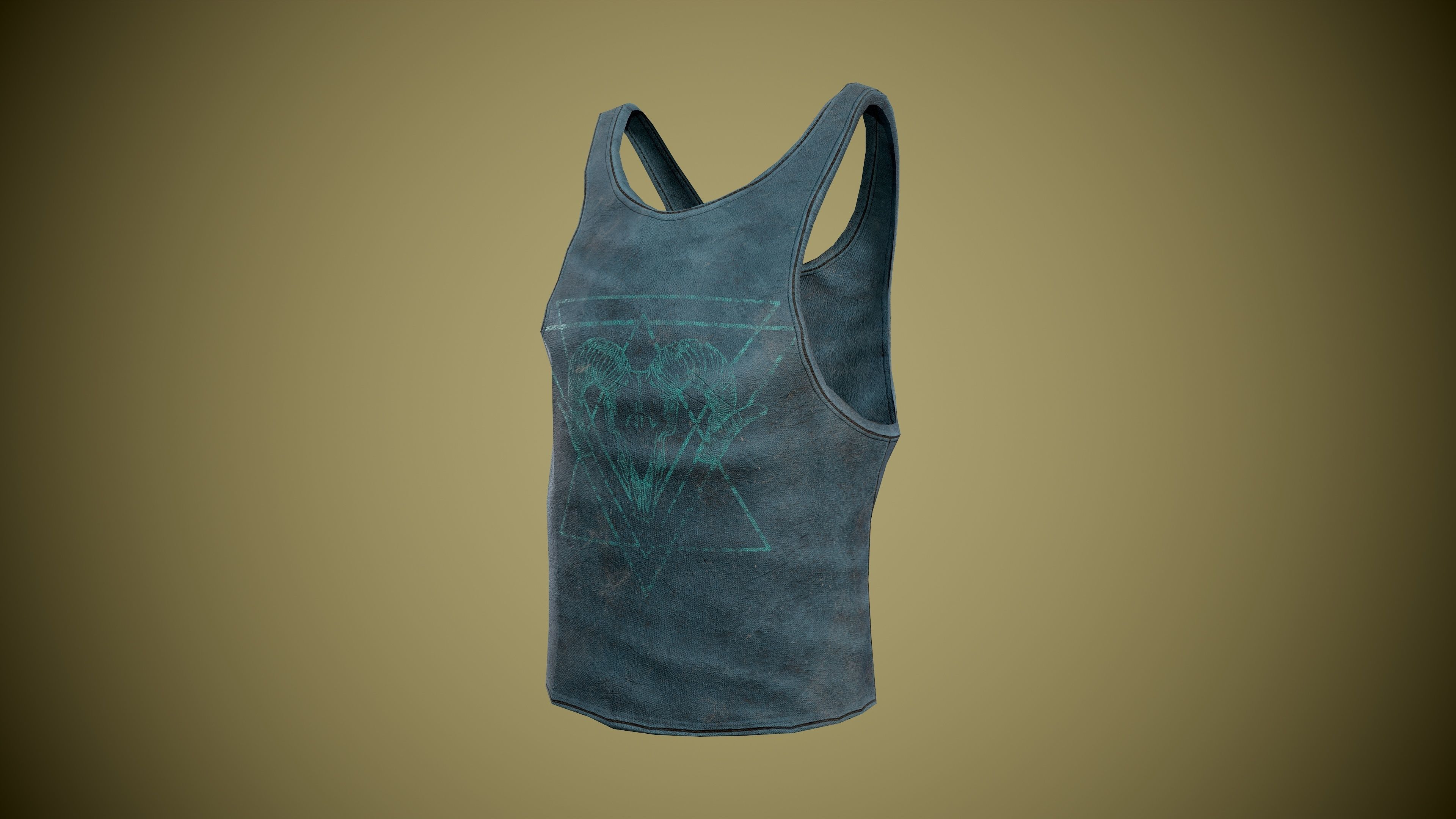 Singlet low-poly tank top with design Low-poly 3D model_3