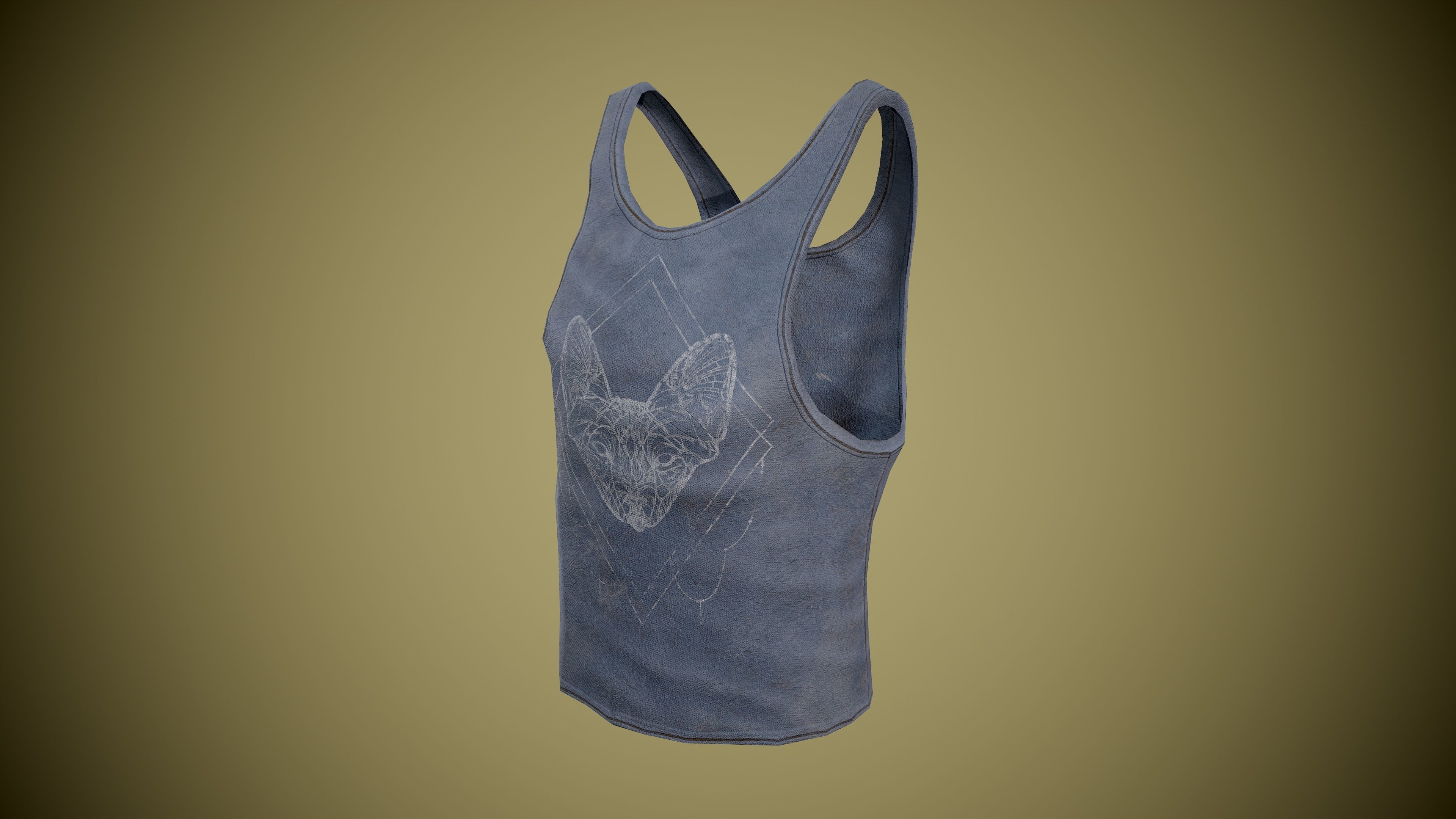 Singlet low-poly tank top with design Low-poly 3D model_7