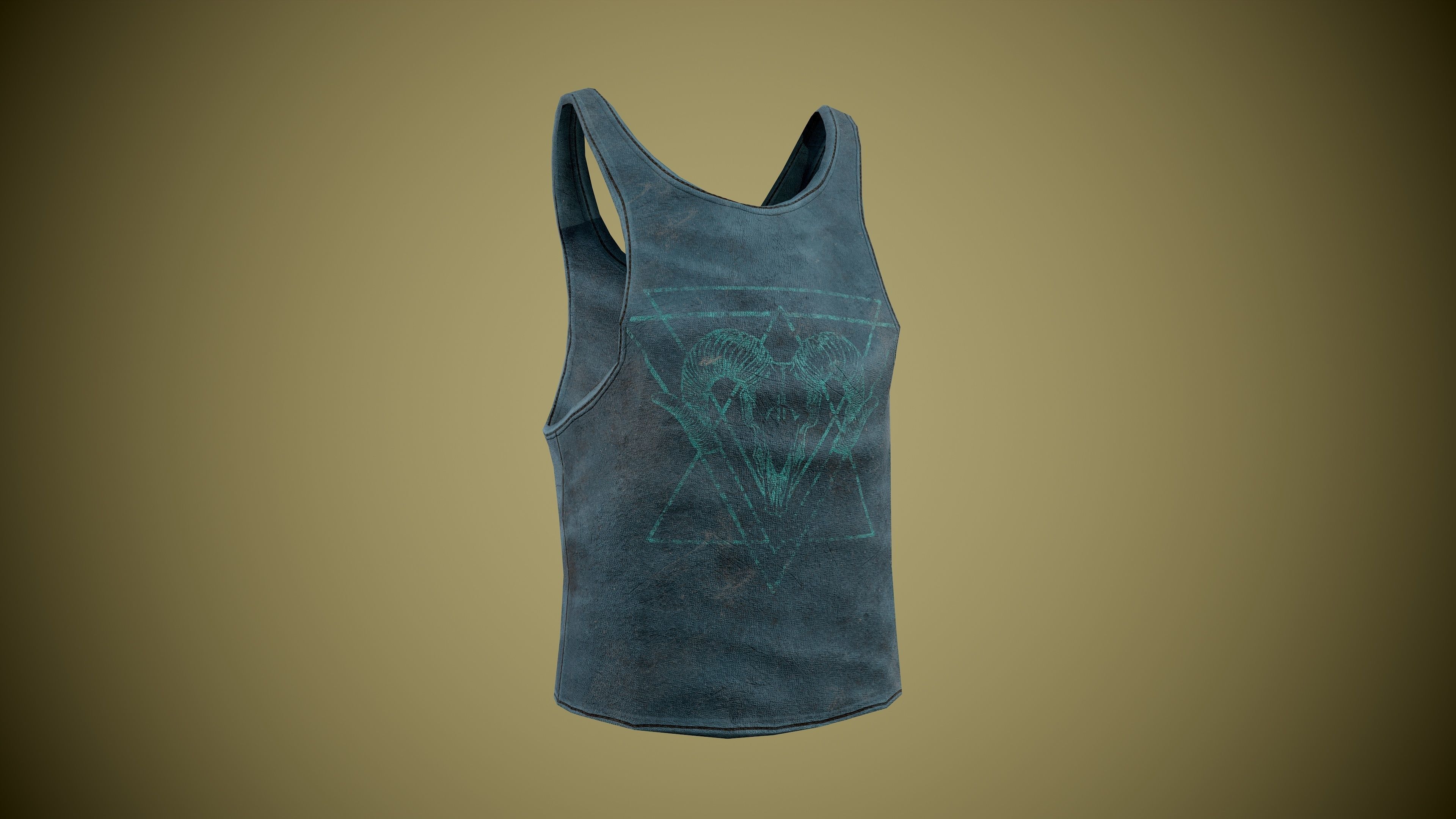 Singlet low-poly tank top with design Low-poly 3D model_2