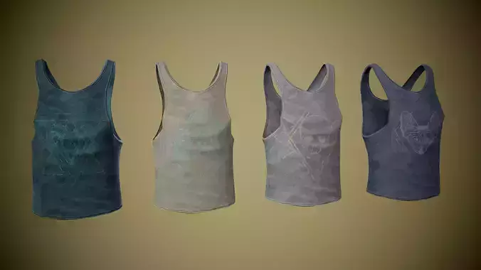 Singlet low-poly tank top with design Low-poly 3D model