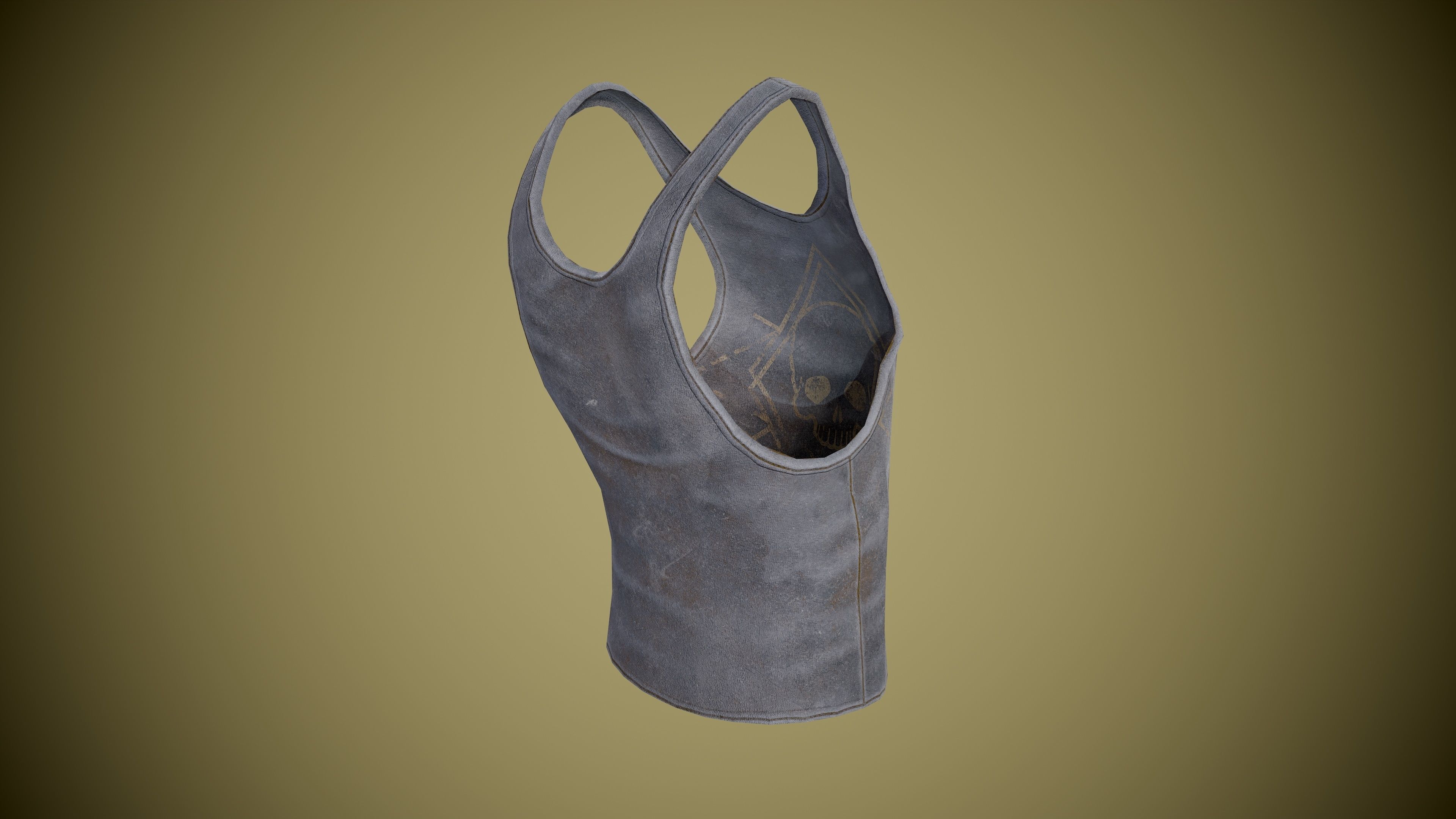 Singlet low-poly tank top with design Low-poly 3D model_17