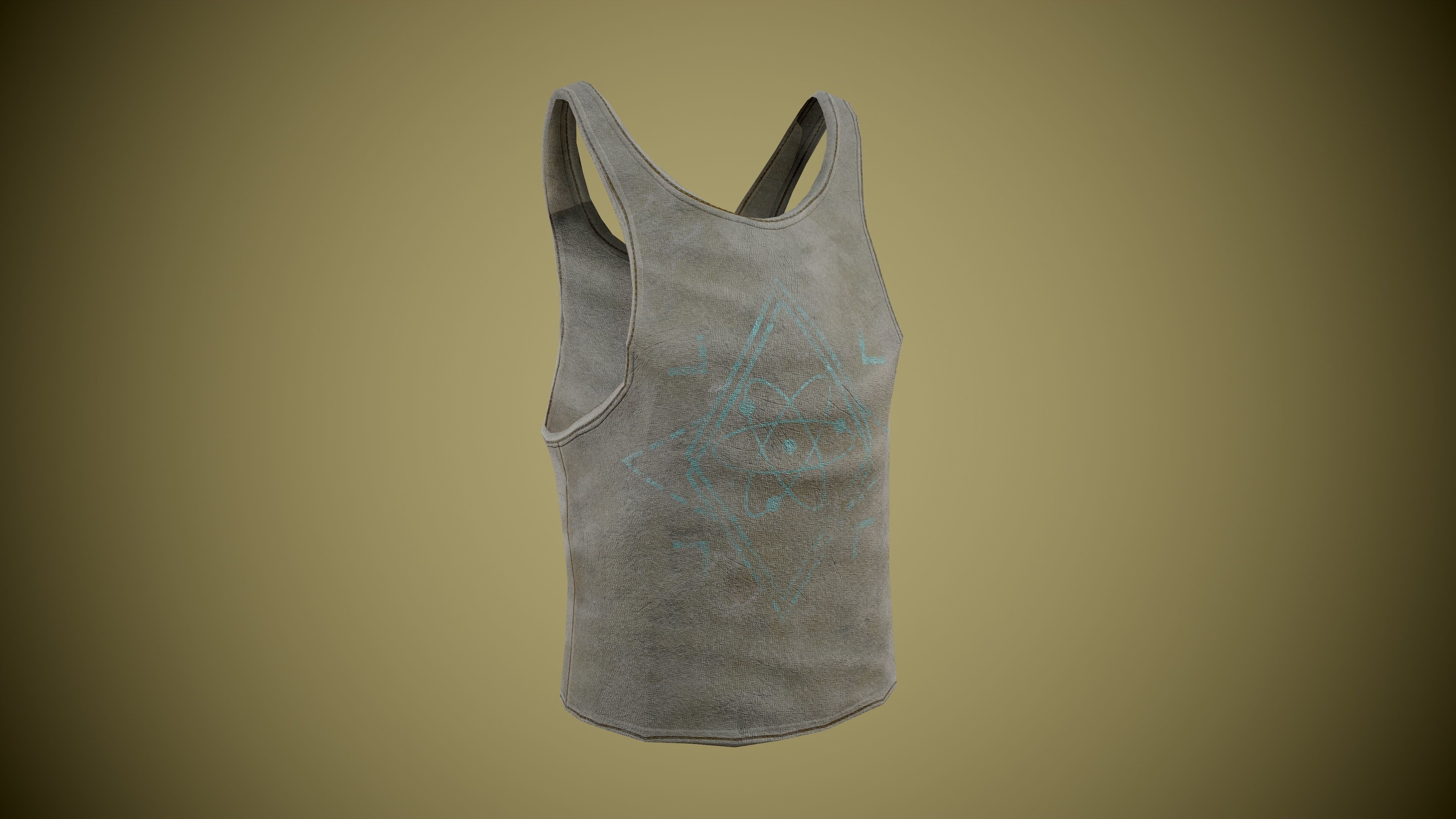 Singlet low-poly tank top with design Low-poly 3D model_10