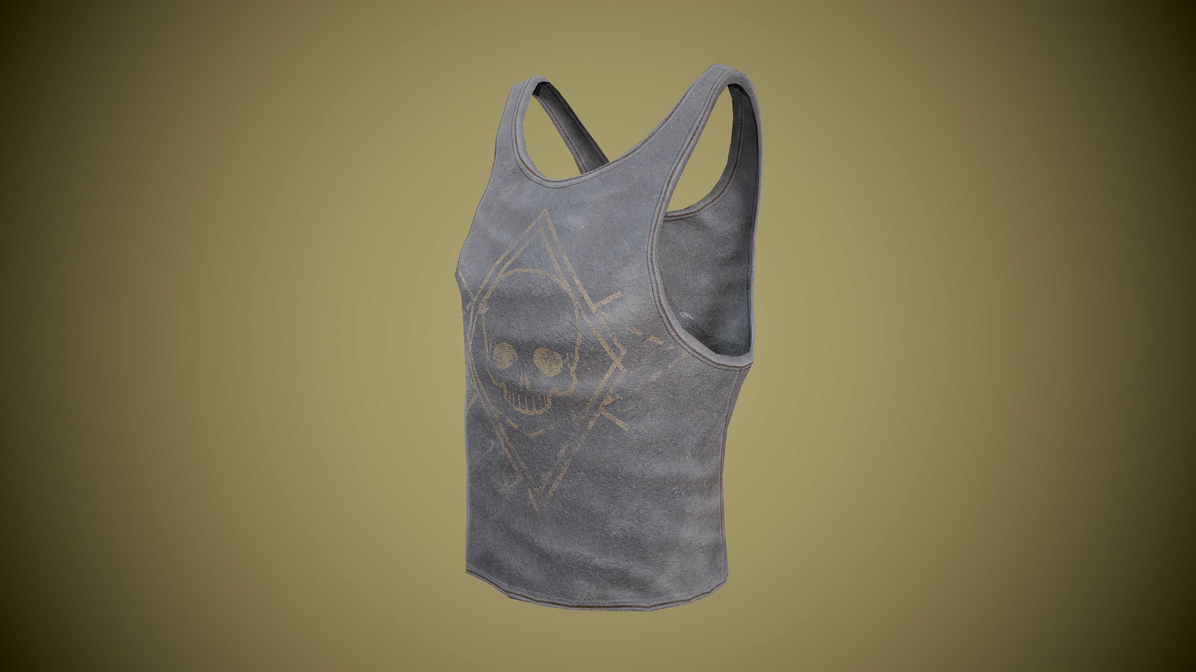 Singlet low-poly tank top with design Low-poly 3D model_15