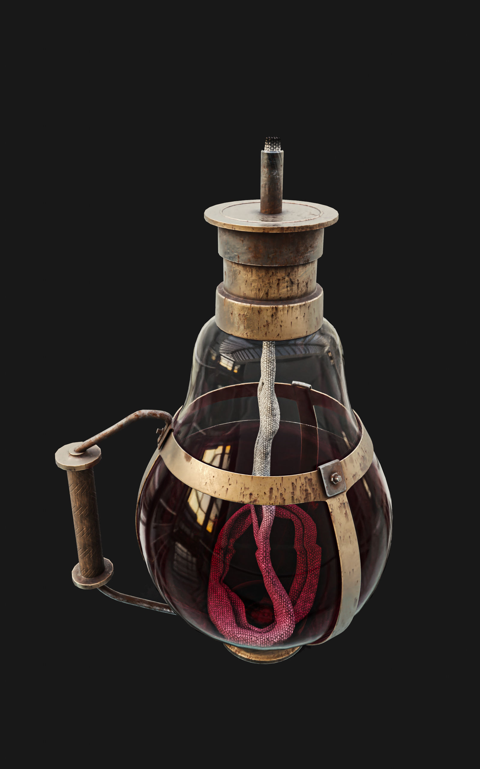 bulb oil lamp Low-poly 3D model_2