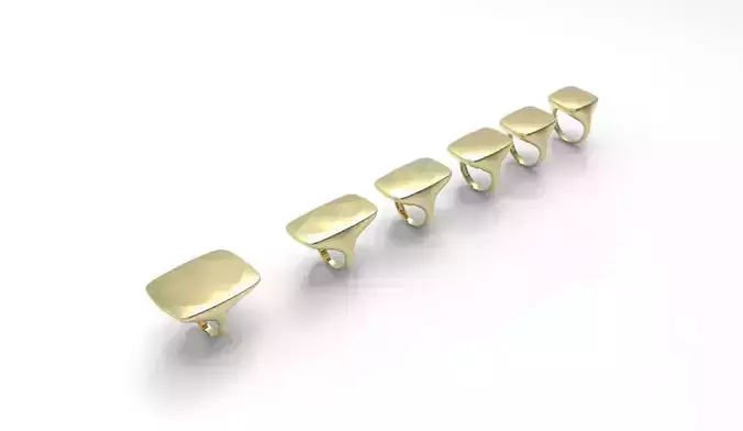 Signet Ring   soft square  6parts  