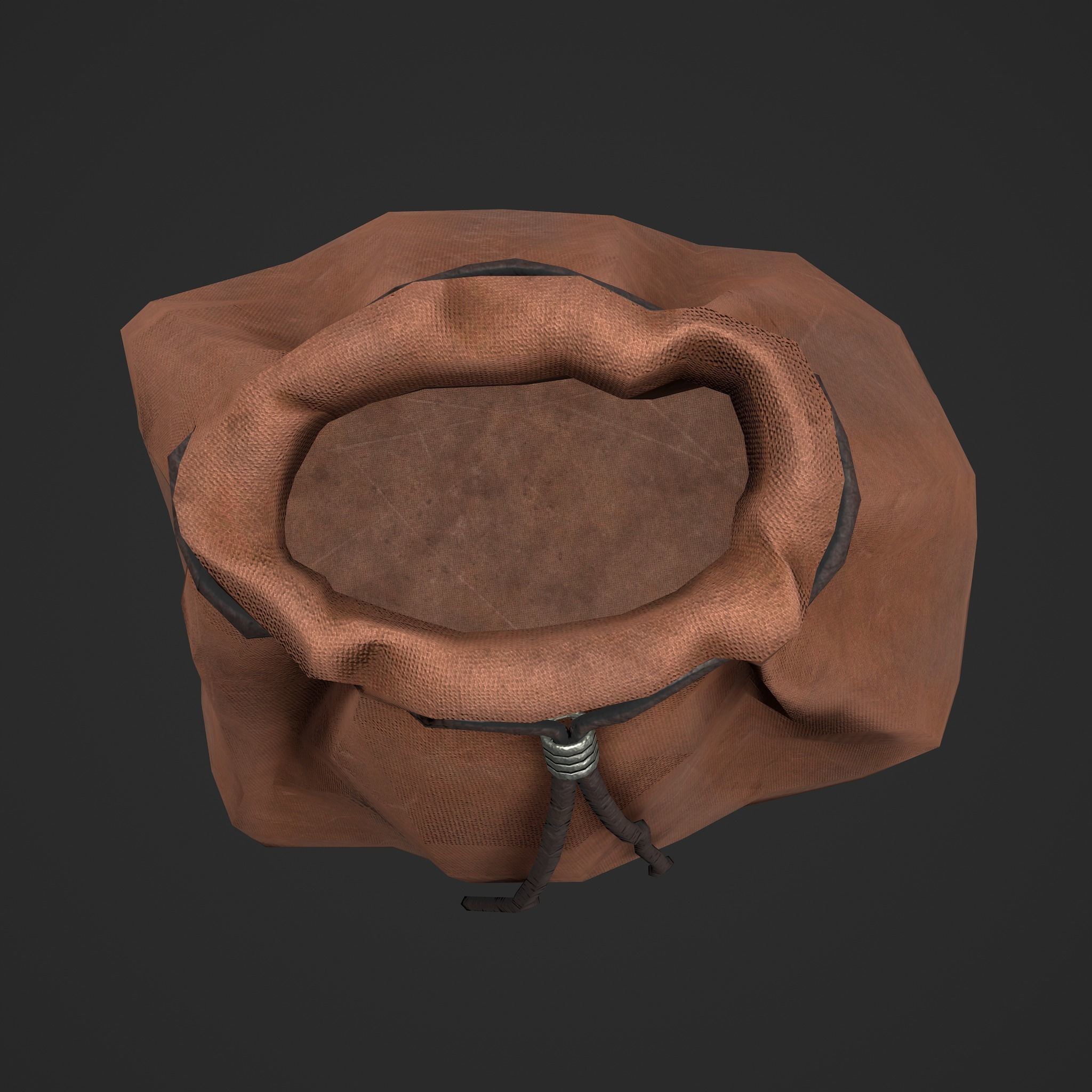 Medieval Drawstring Bag Low-poly 3D model_29