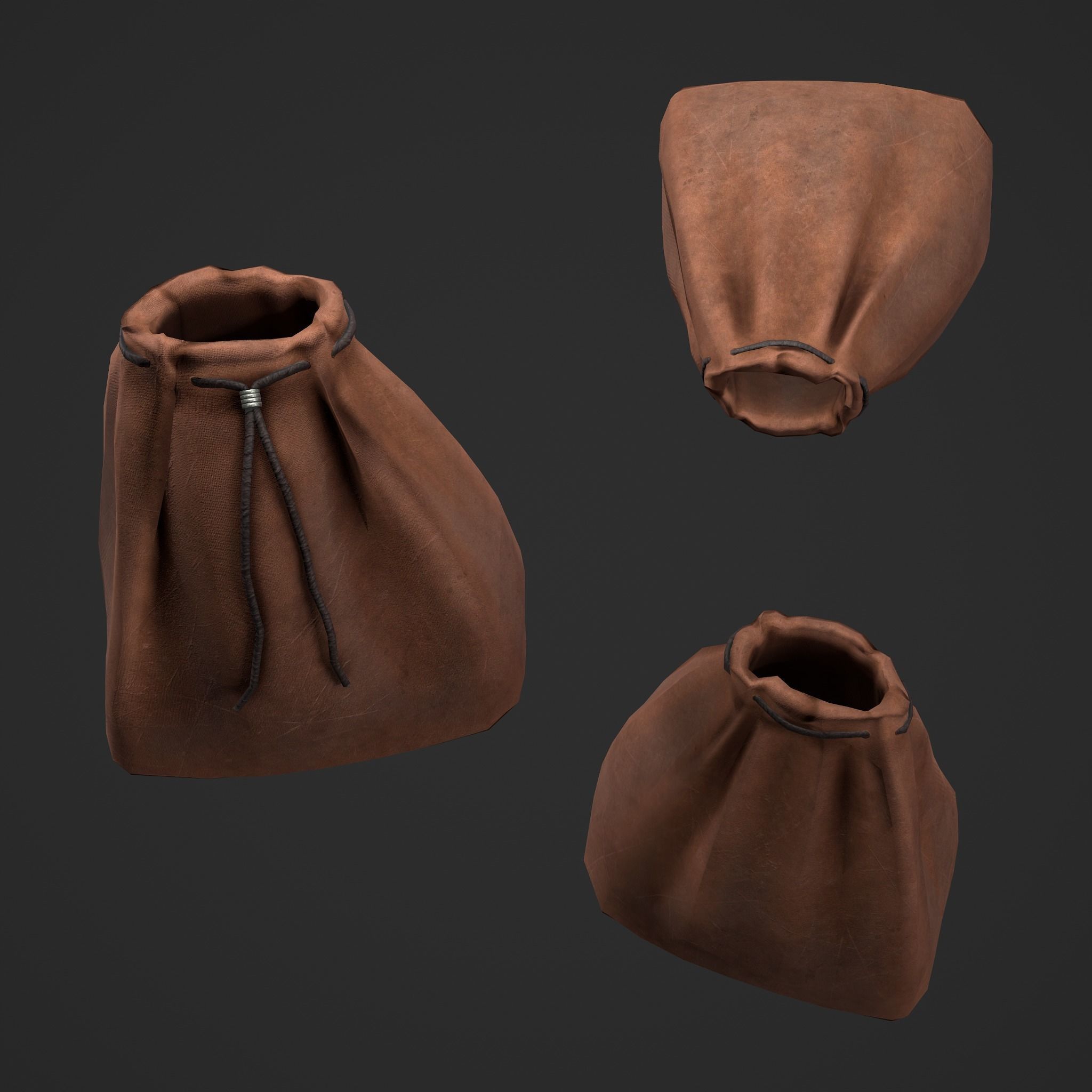 Medieval Drawstring Bag Low-poly 3D model_33