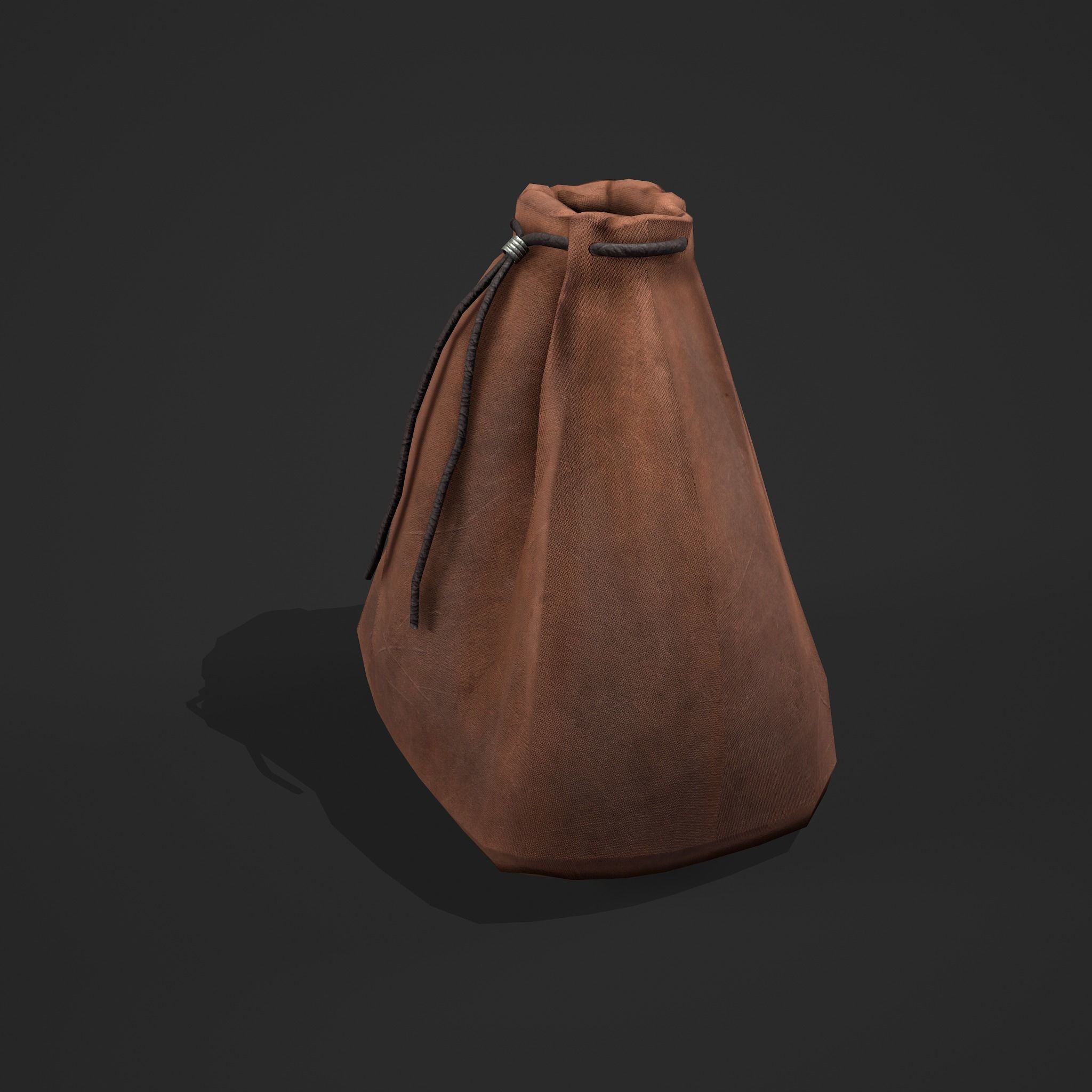 Medieval Drawstring Bag Low-poly 3D model_4