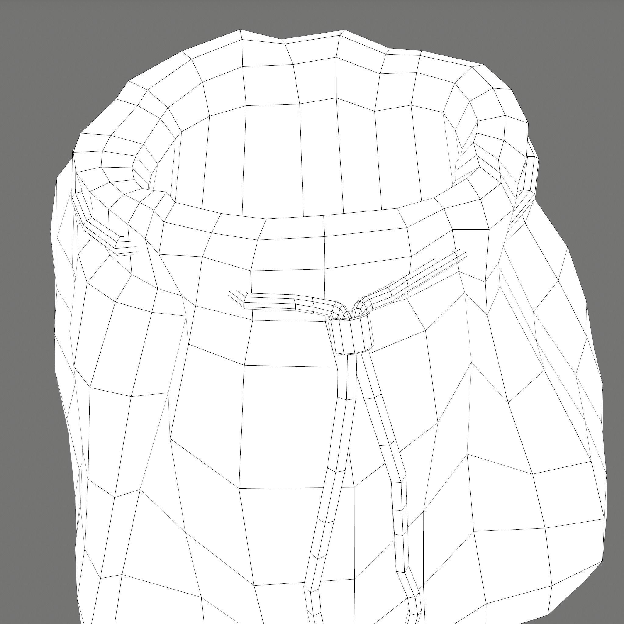 Medieval Drawstring Bag Low-poly 3D model_51
