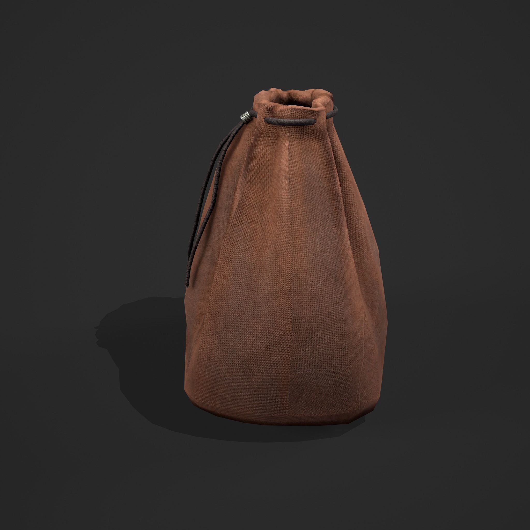 Medieval Drawstring Bag Low-poly 3D model_5