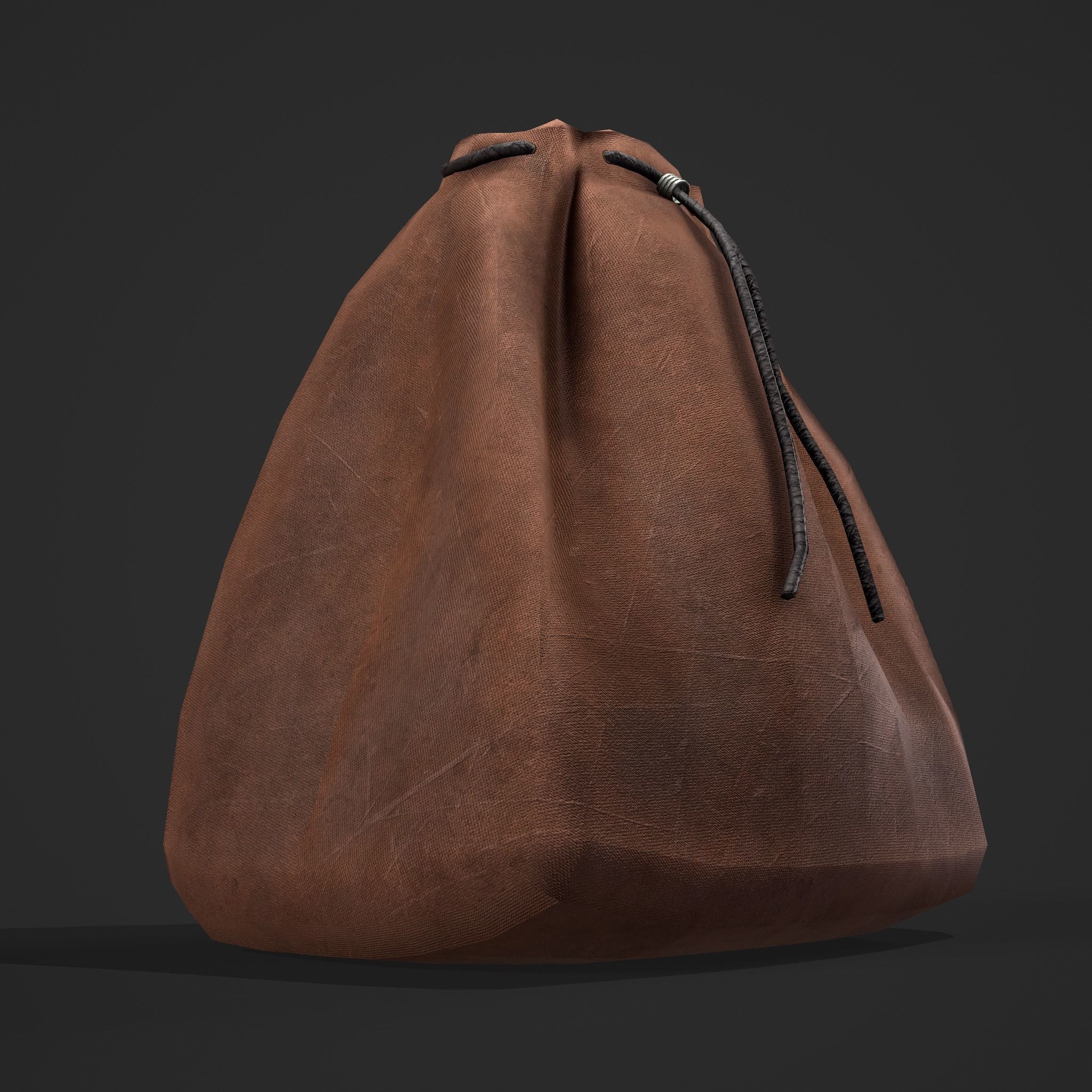 Medieval Drawstring Bag Low-poly 3D model_15