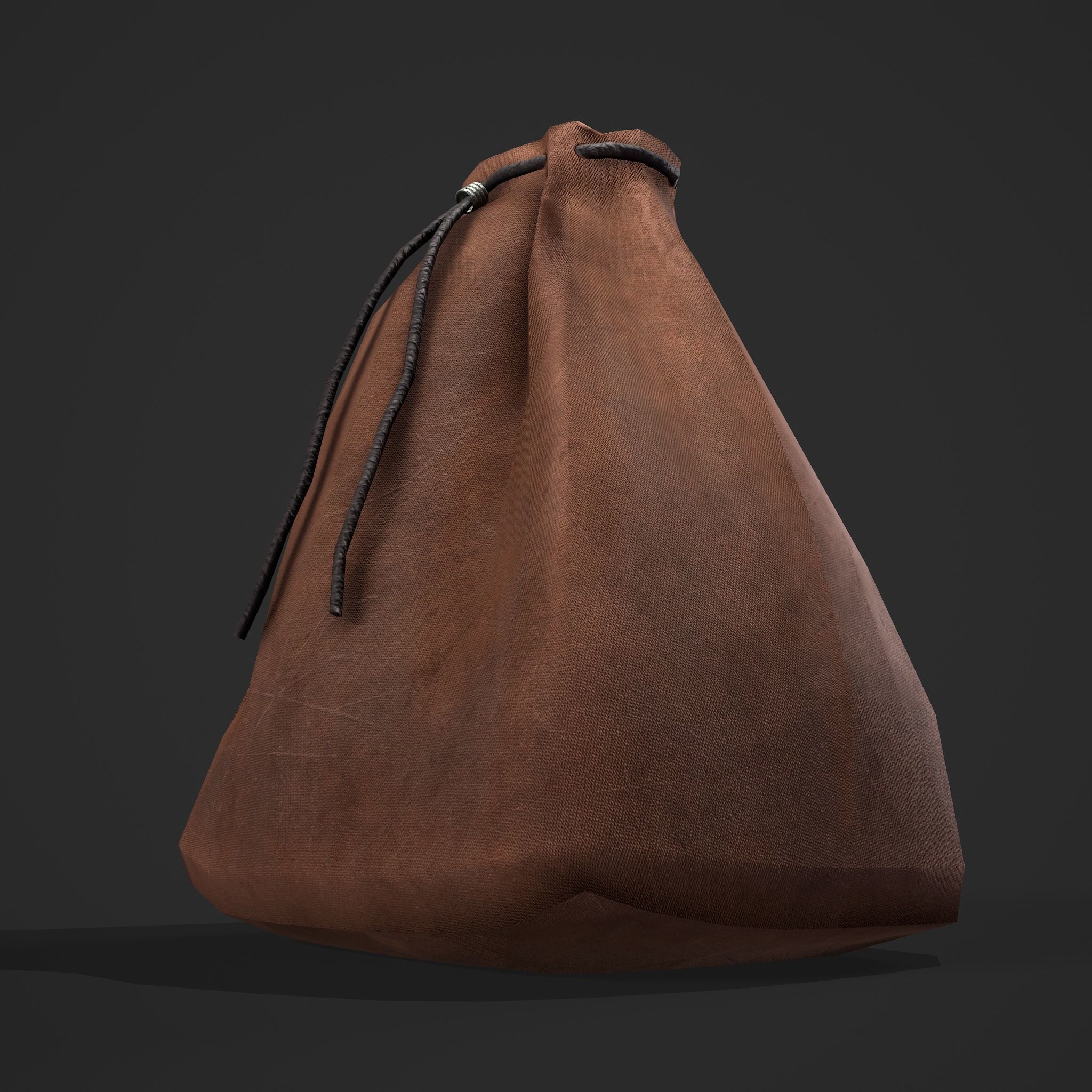 Medieval Drawstring Bag Low-poly 3D model_16
