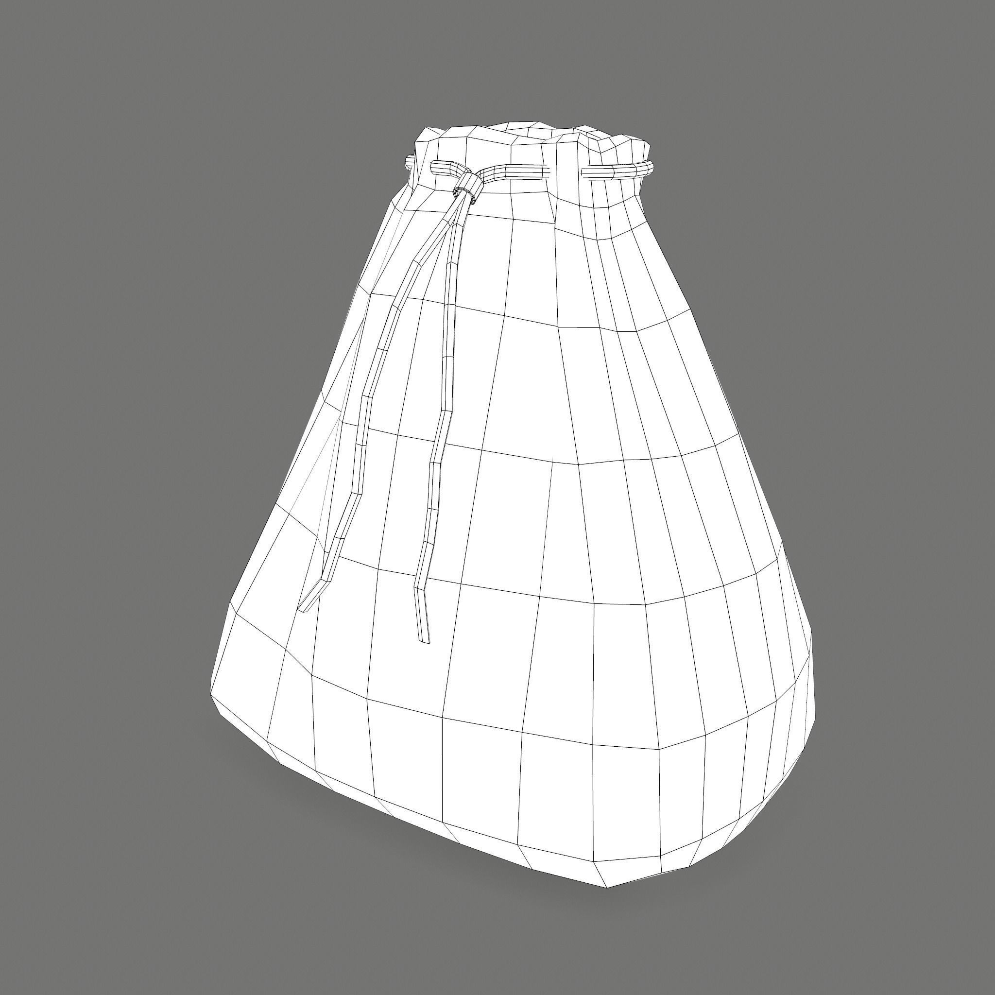 Medieval Drawstring Bag Low-poly 3D model_43