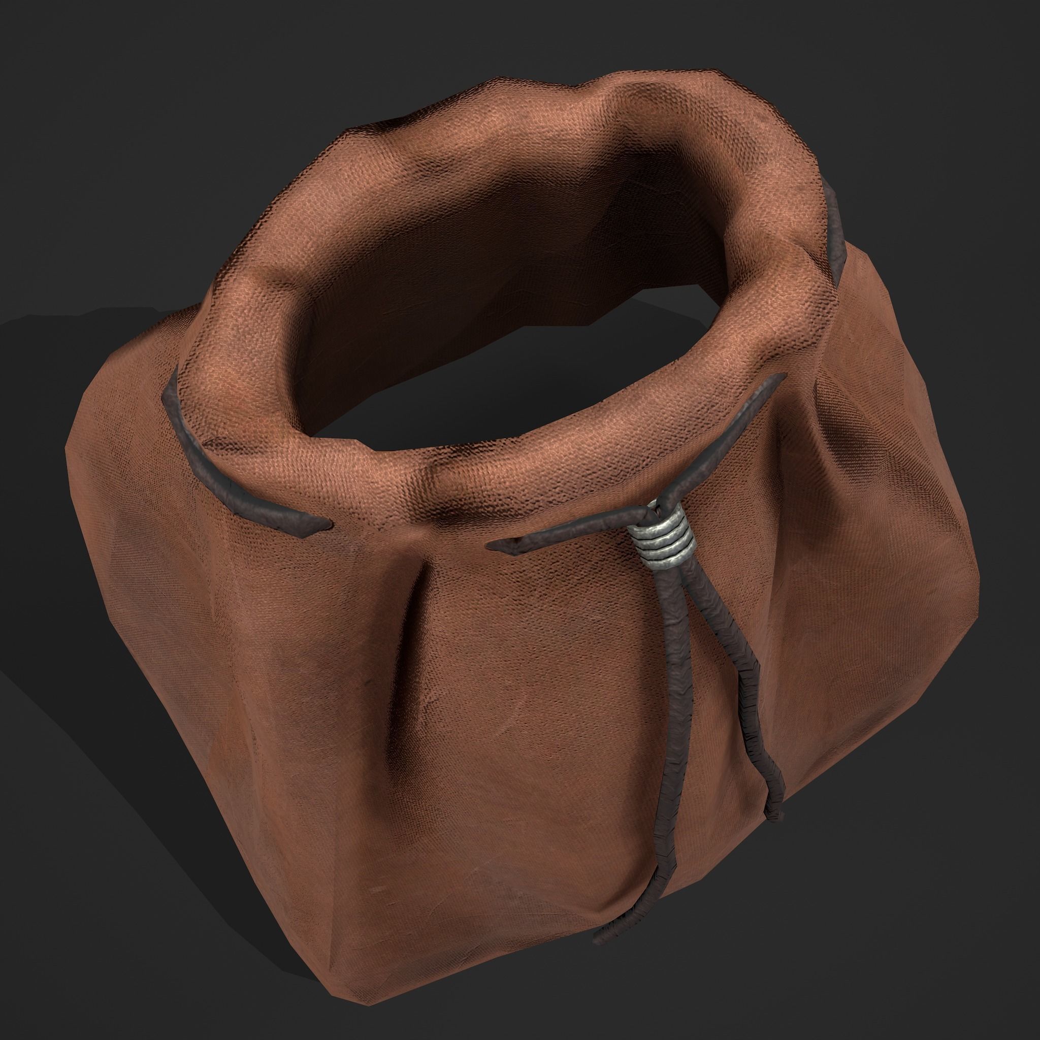 Medieval Drawstring Bag Low-poly 3D model_13