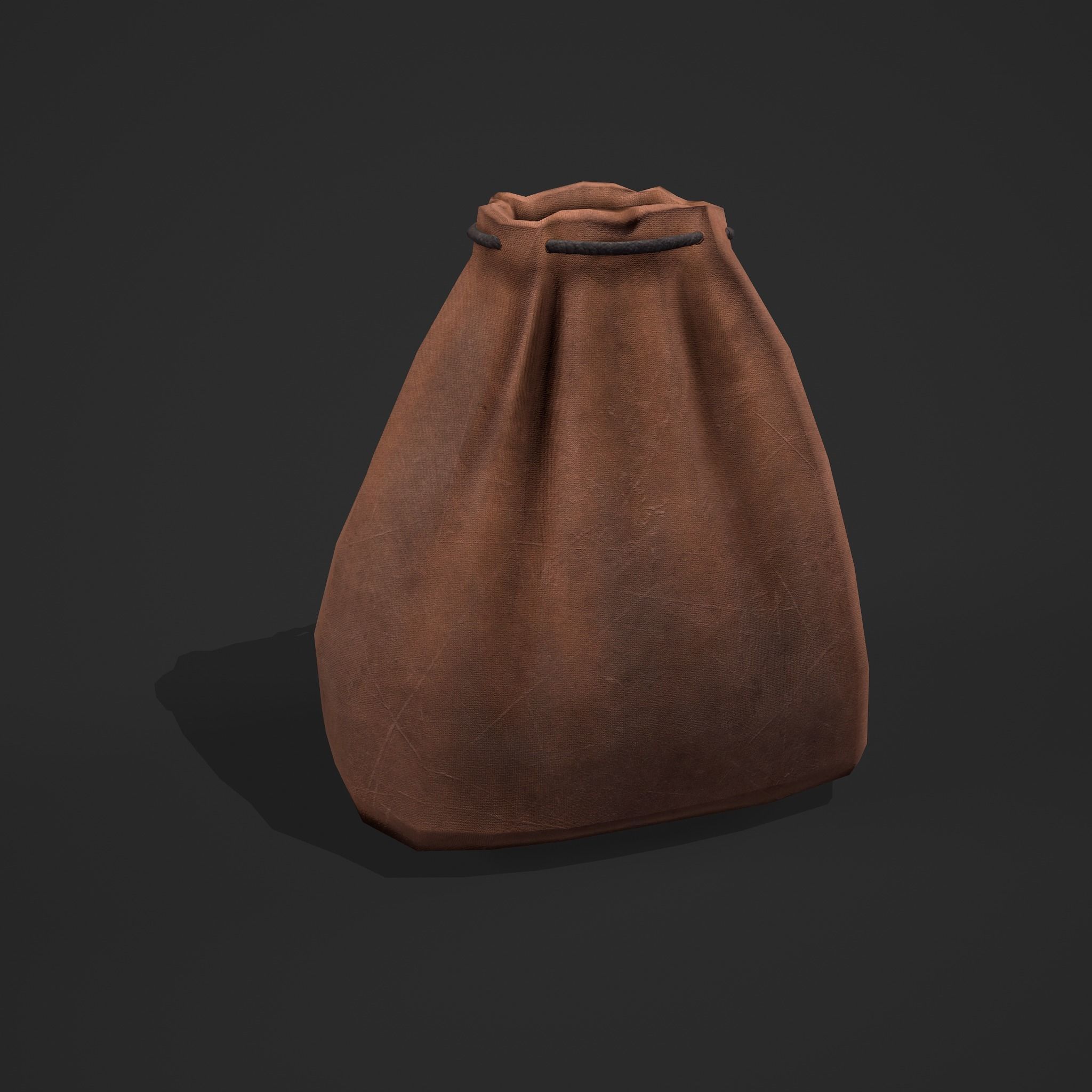 Medieval Drawstring Bag Low-poly 3D model_7