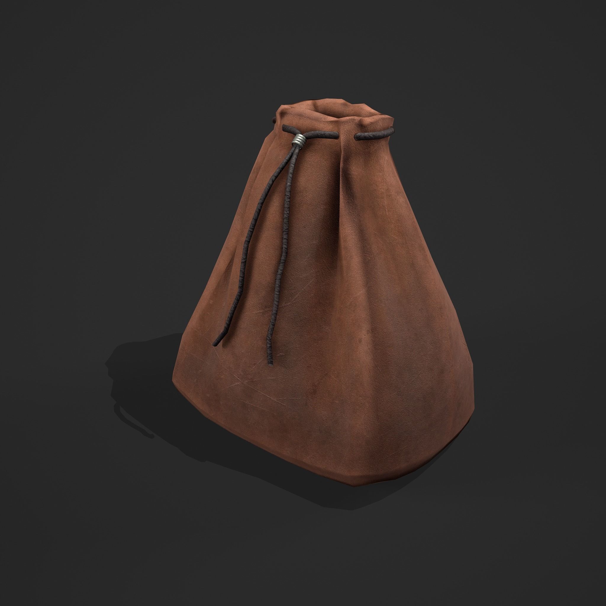 Medieval Drawstring Bag Low-poly 3D model_3