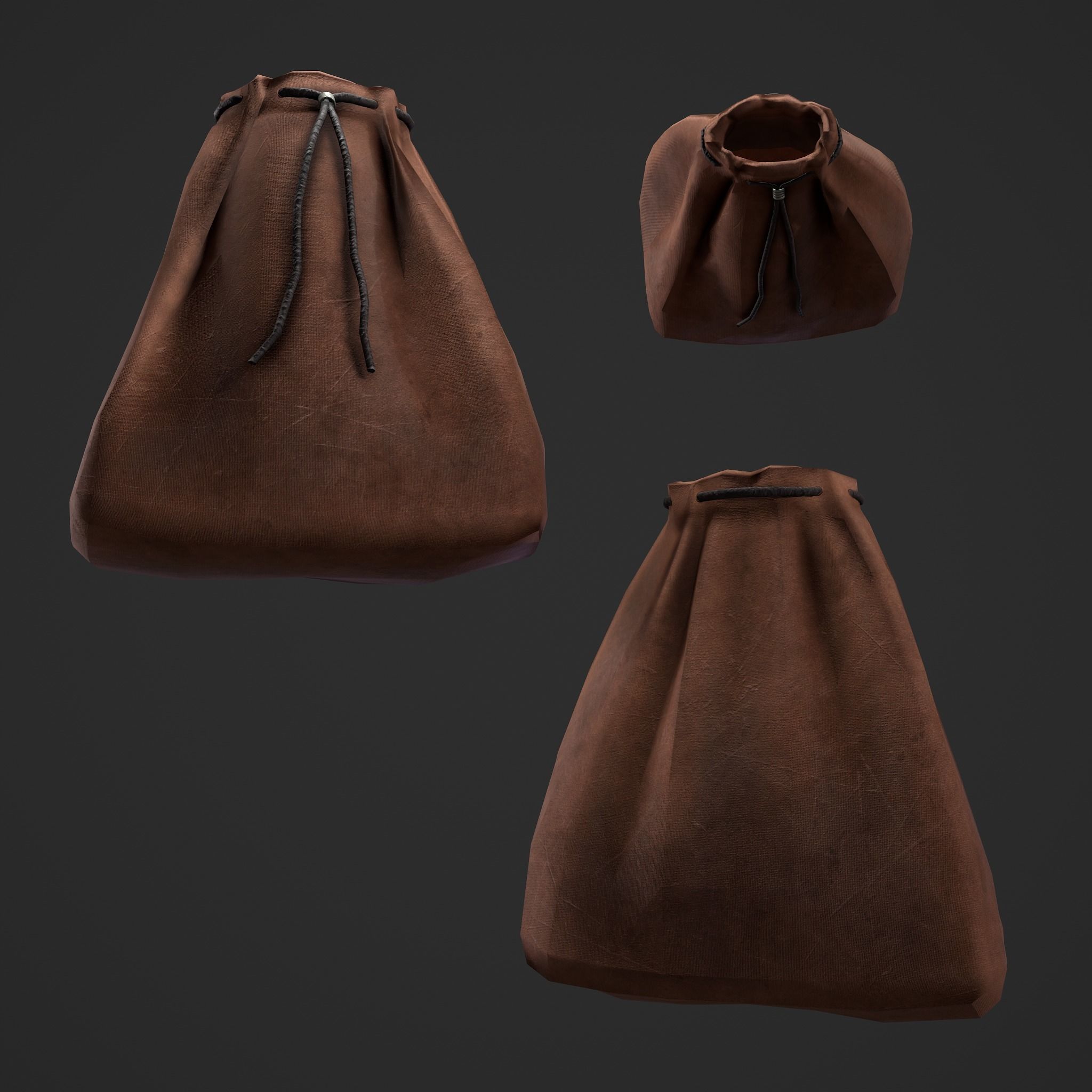Medieval Drawstring Bag Low-poly 3D model_32