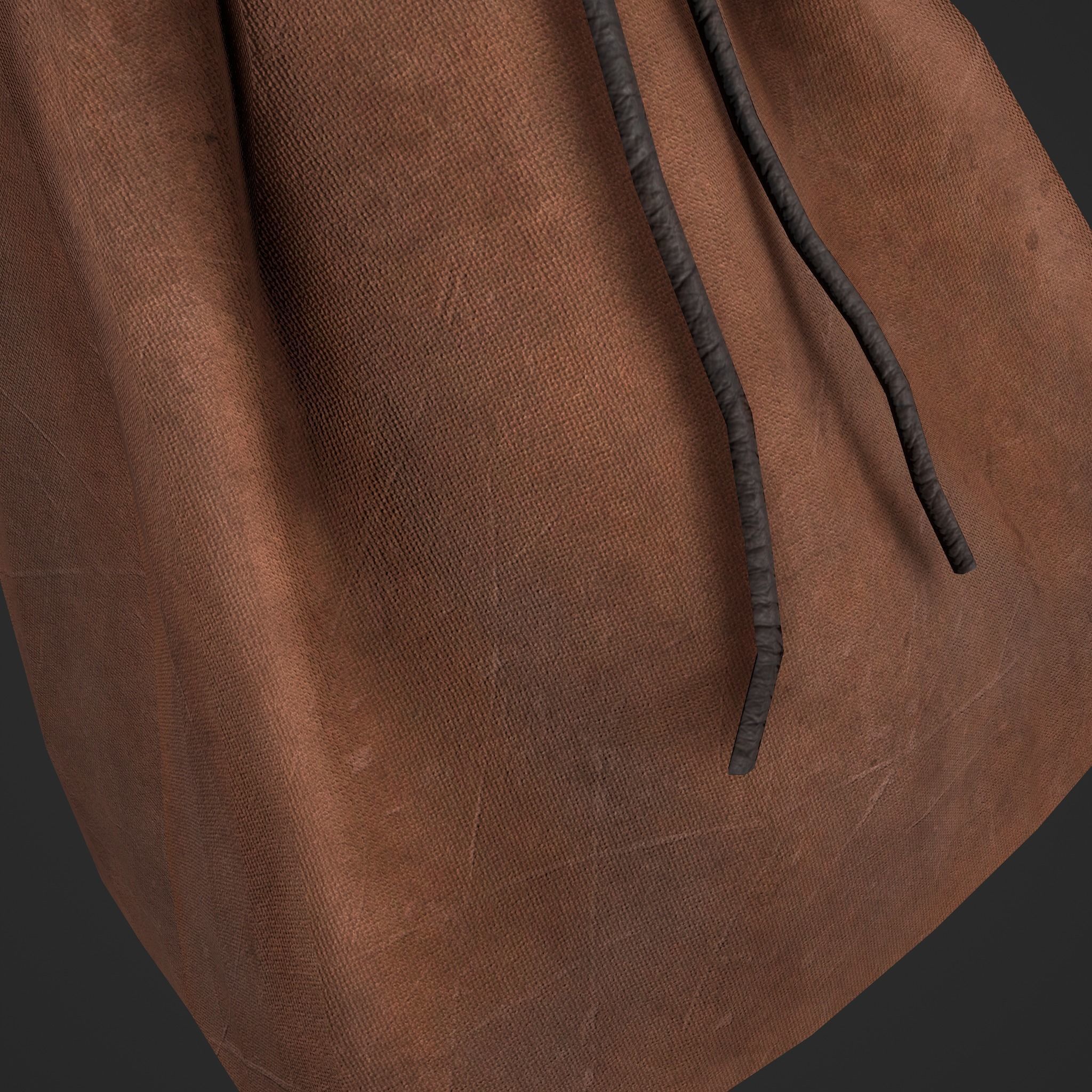Medieval Drawstring Bag Low-poly 3D model_21