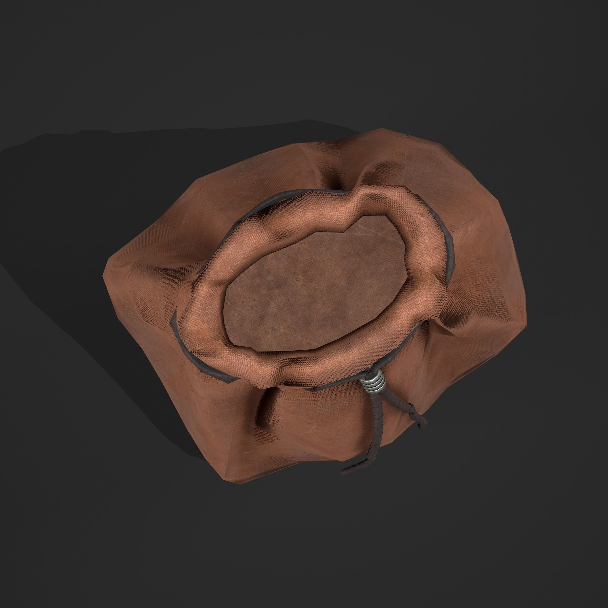 Medieval Drawstring Bag Low-poly 3D model_14