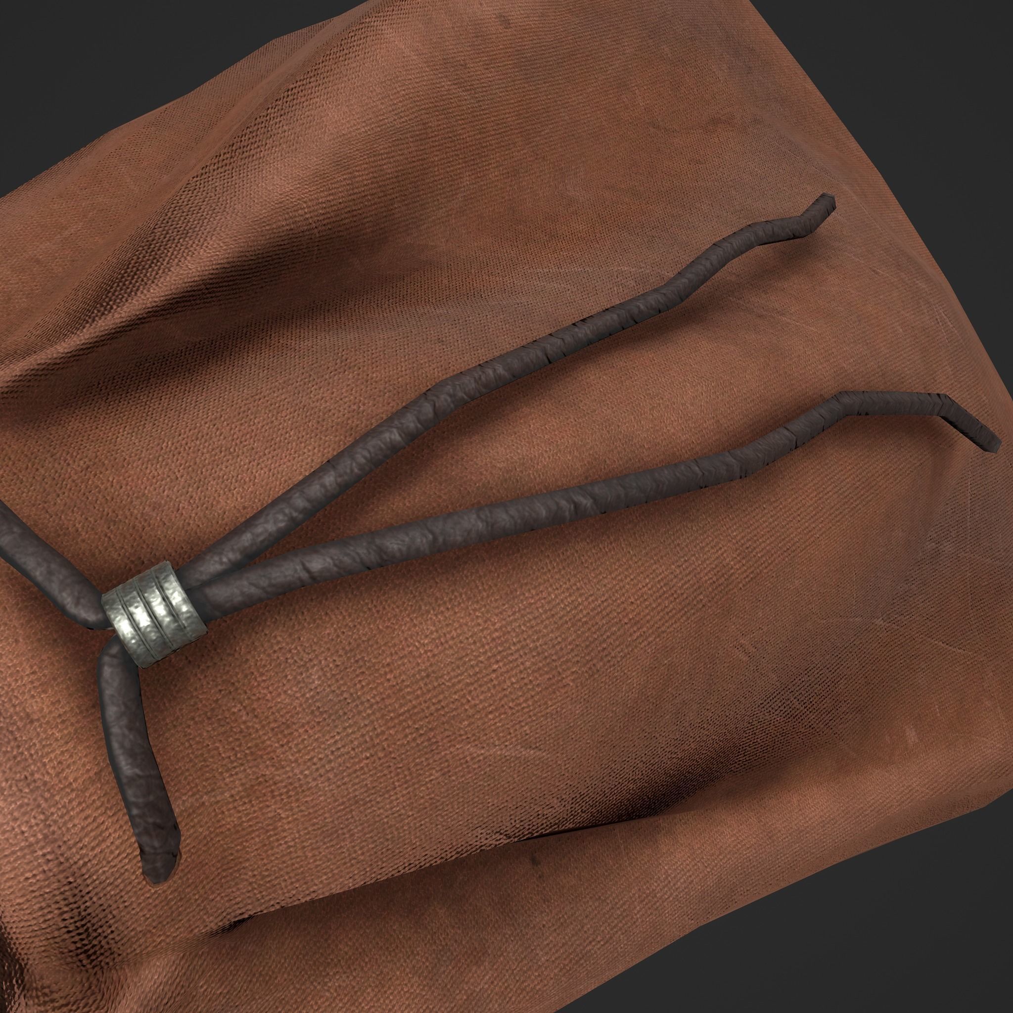 Medieval Drawstring Bag Low-poly 3D model_20