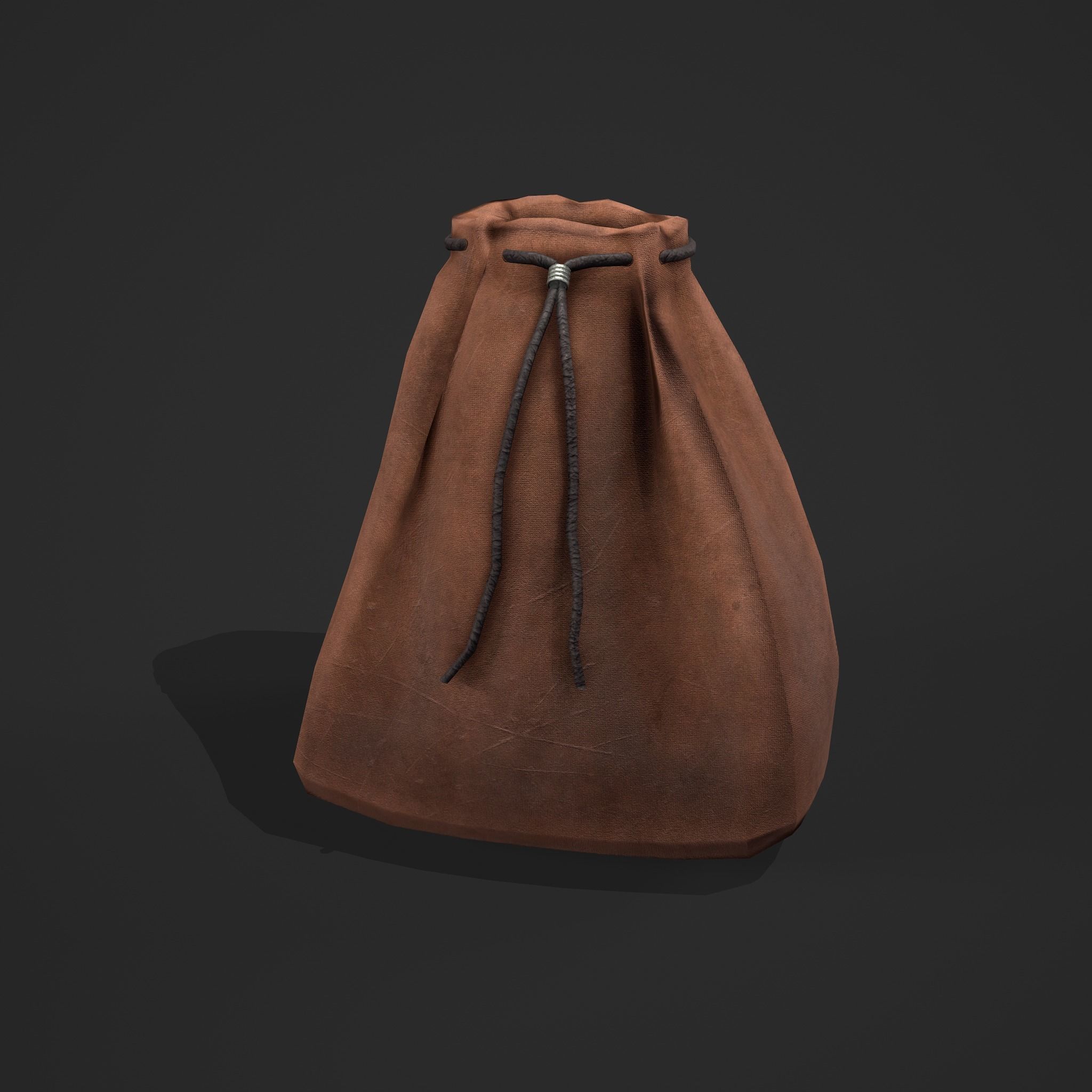 Medieval Drawstring Bag Low-poly 3D model_2