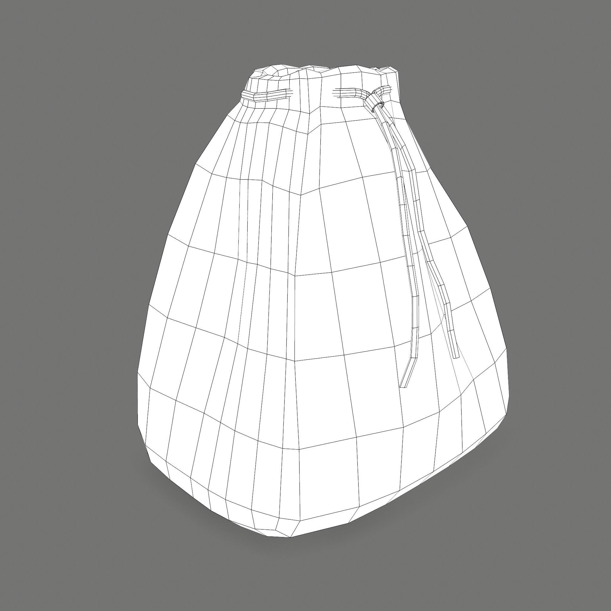 Medieval Drawstring Bag Low-poly 3D model_37