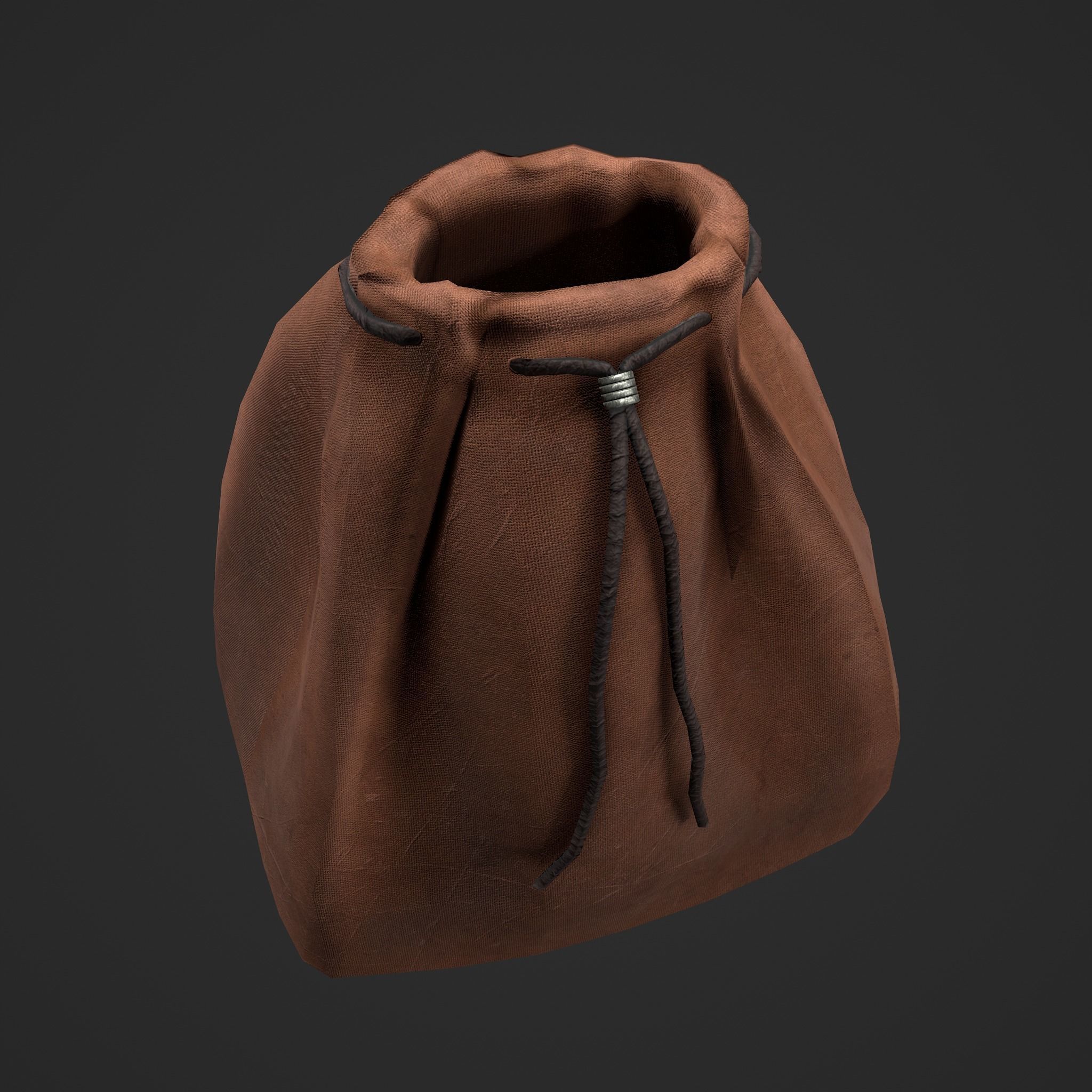 Medieval Drawstring Bag Low-poly 3D model_30