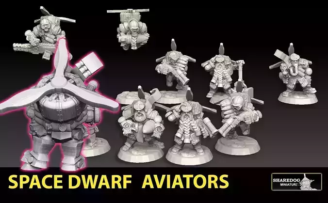 Space Dwarf Aviators 3D print model
