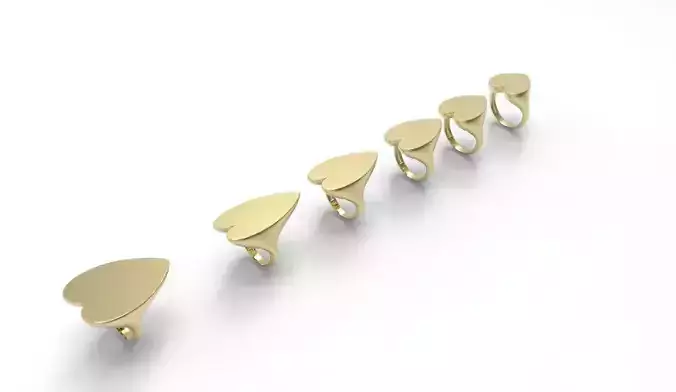 Signet Ring  heart  6parts  