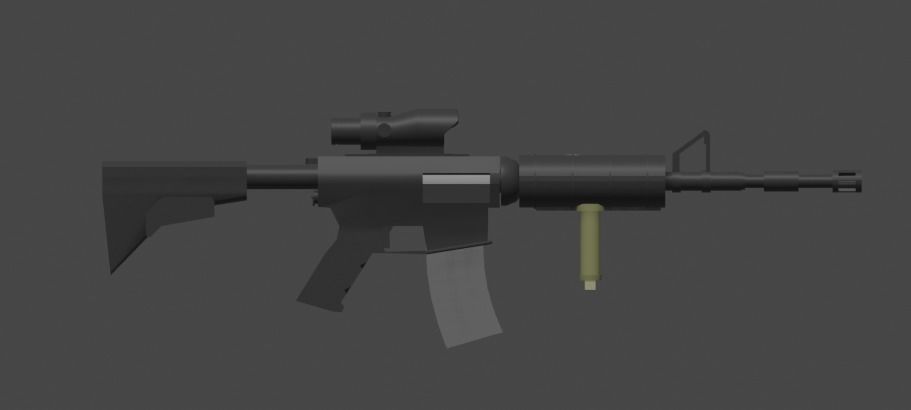 M4A1 low poly optimized Low-poly 3D model_2