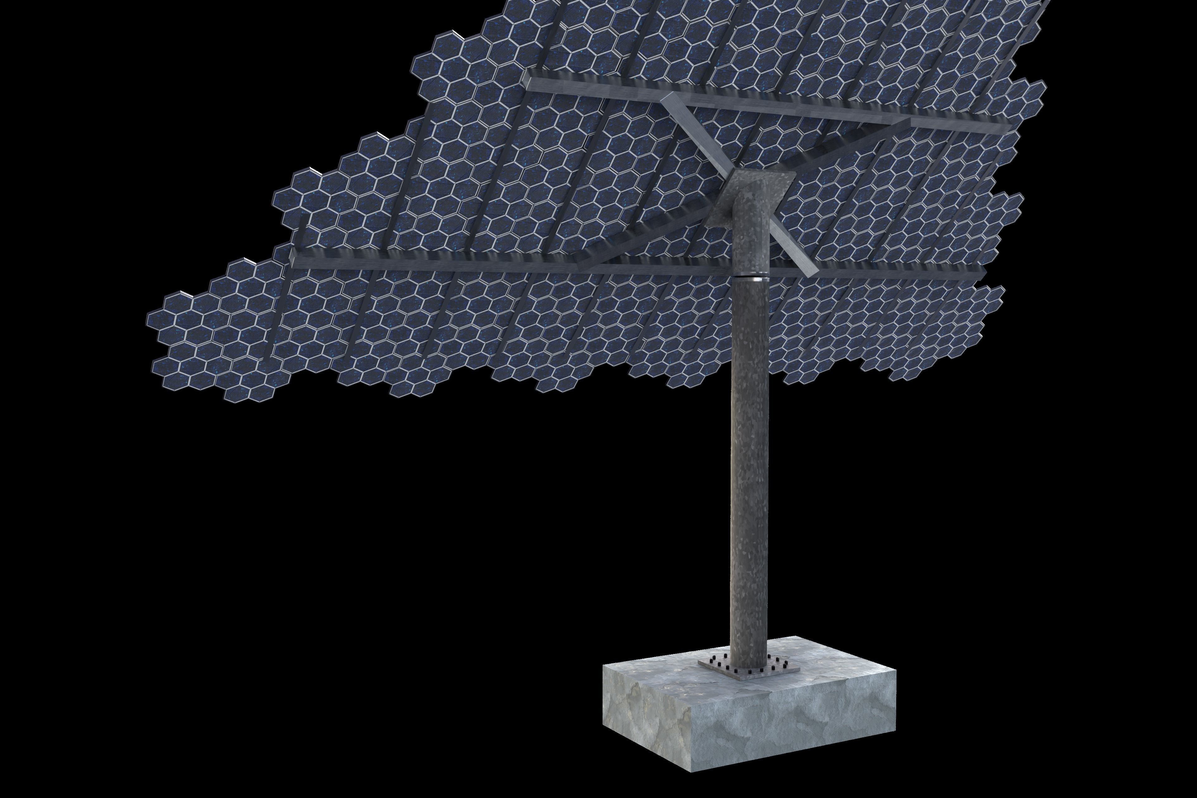 Hexagonal sun following pv solar panel array Low-poly 3D model_11