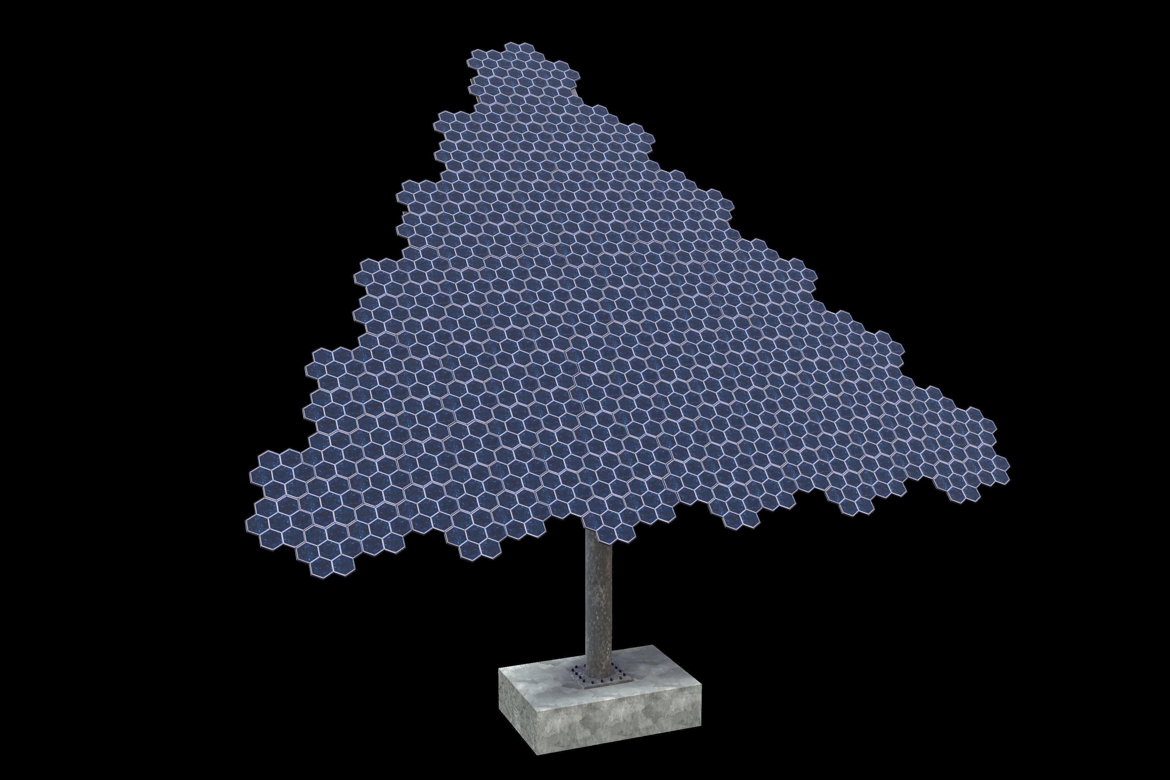 Hexagonal sun following pv solar panel array Low-poly 3D model_3