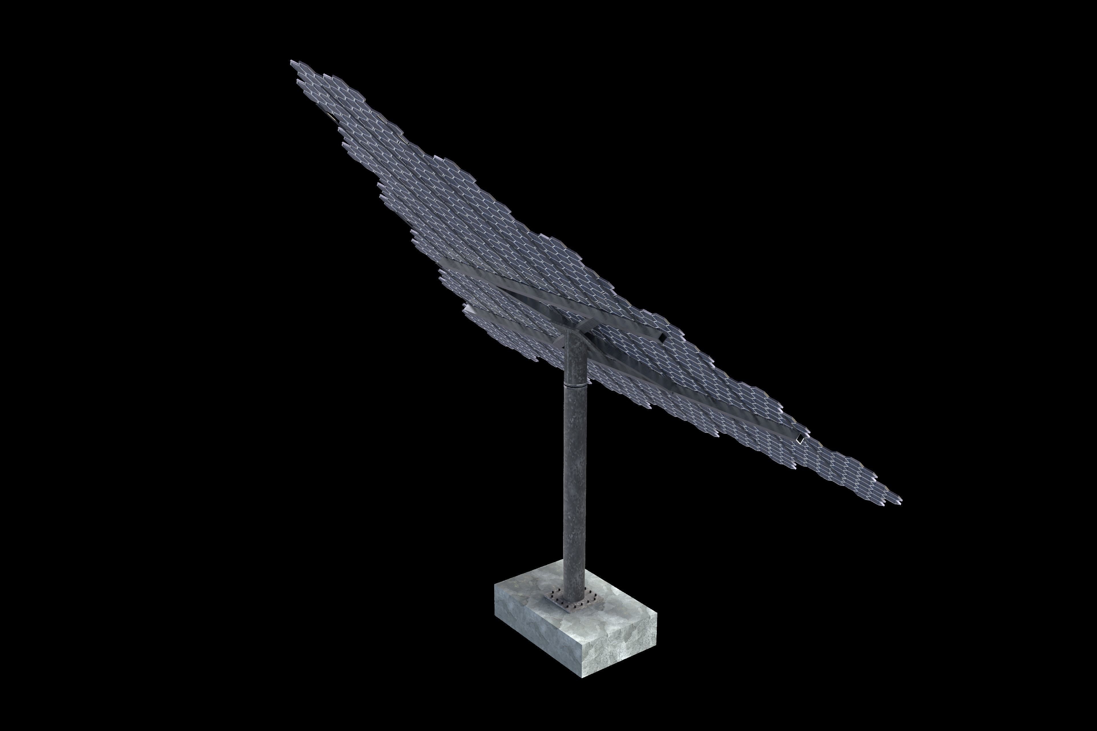 Hexagonal sun following pv solar panel array Low-poly 3D model_1