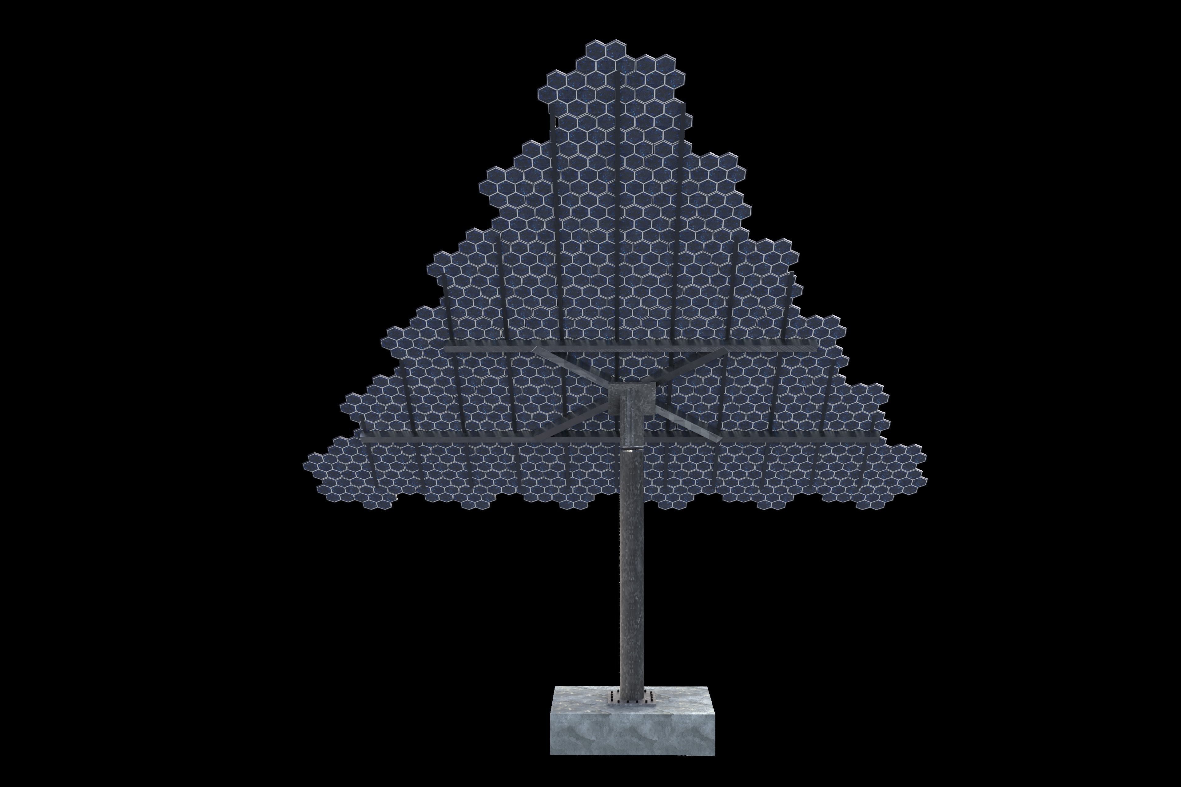 Hexagonal sun following pv solar panel array Low-poly 3D model_2