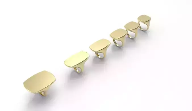 Signet Ring  soft square  6parts  