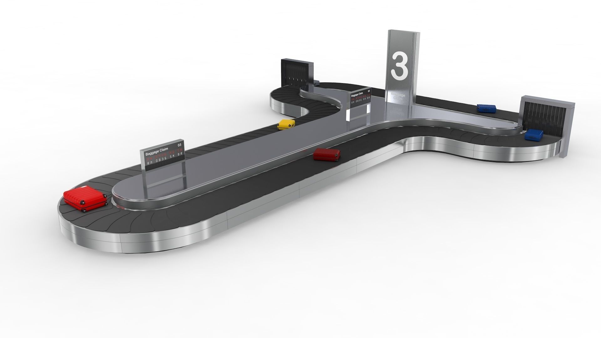 Adjustable Airport Baggage Carousel Conveyor 1 3D model_1