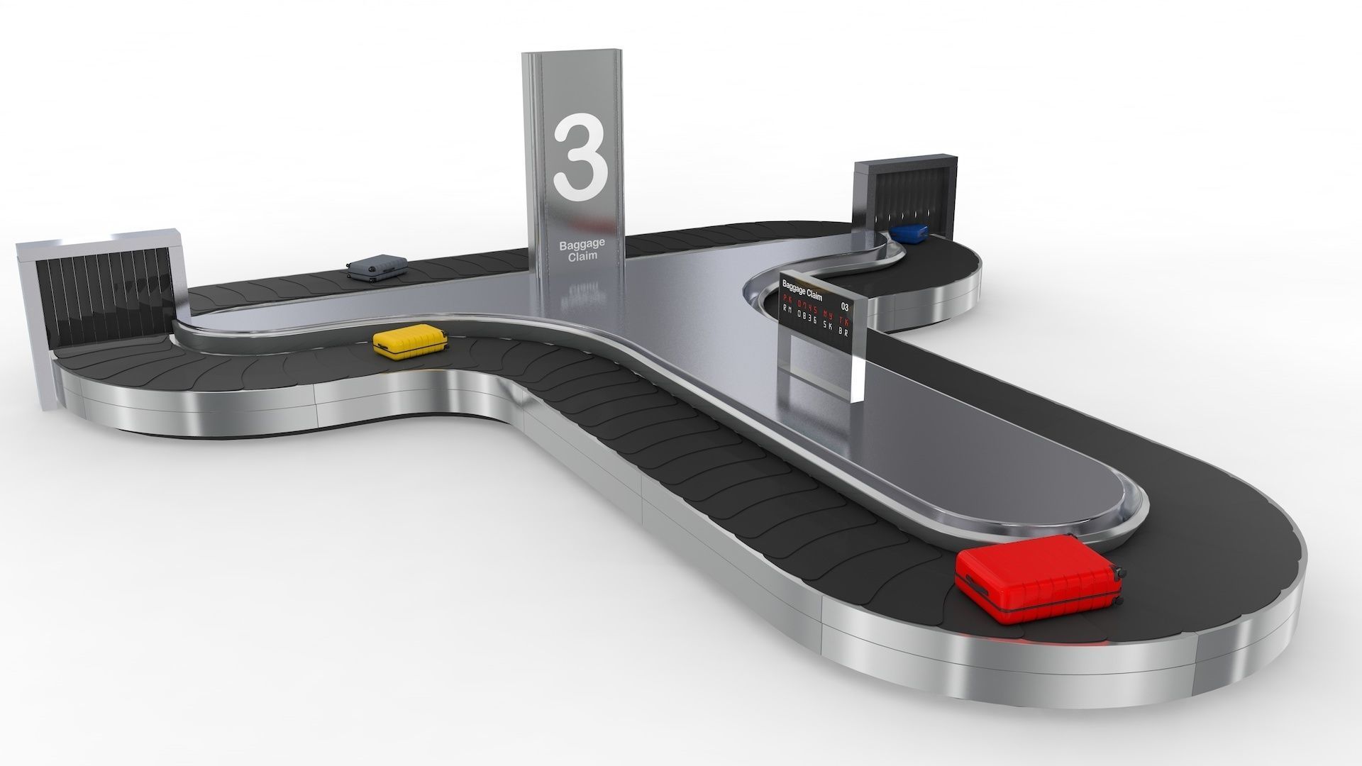 Adjustable Airport Baggage Carousel Conveyor 1 3D model_31