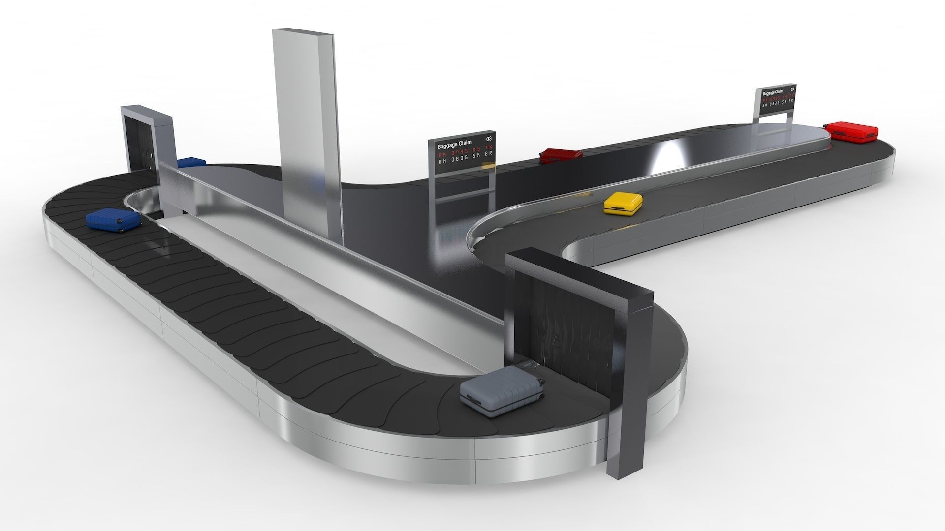 Adjustable Airport Baggage Carousel Conveyor 1 3D model_4