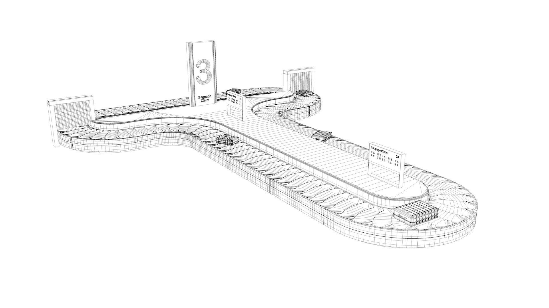 Adjustable Airport Baggage Carousel Conveyor 1 3D model_34