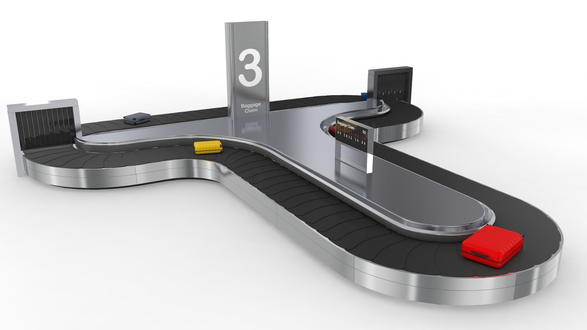 Adjustable Airport Baggage Carousel Conveyor 1 3D model_30