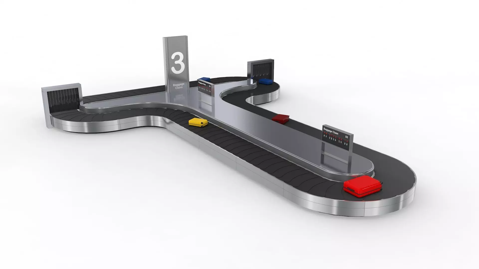 Adjustable Airport Baggage Carousel Conveyor 1 3D model_0