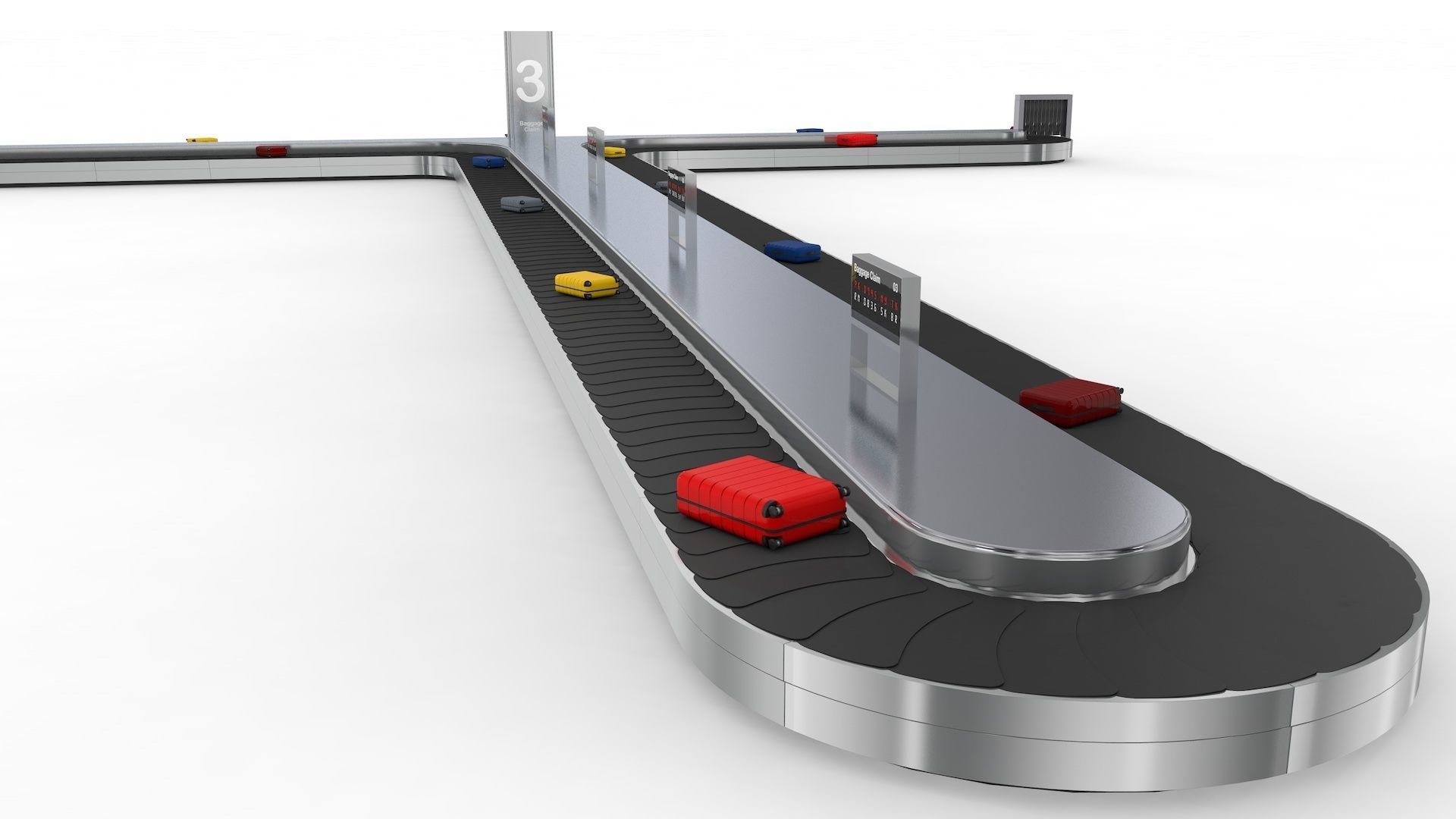 Adjustable Airport Baggage Carousel Conveyor 1 3D model_24