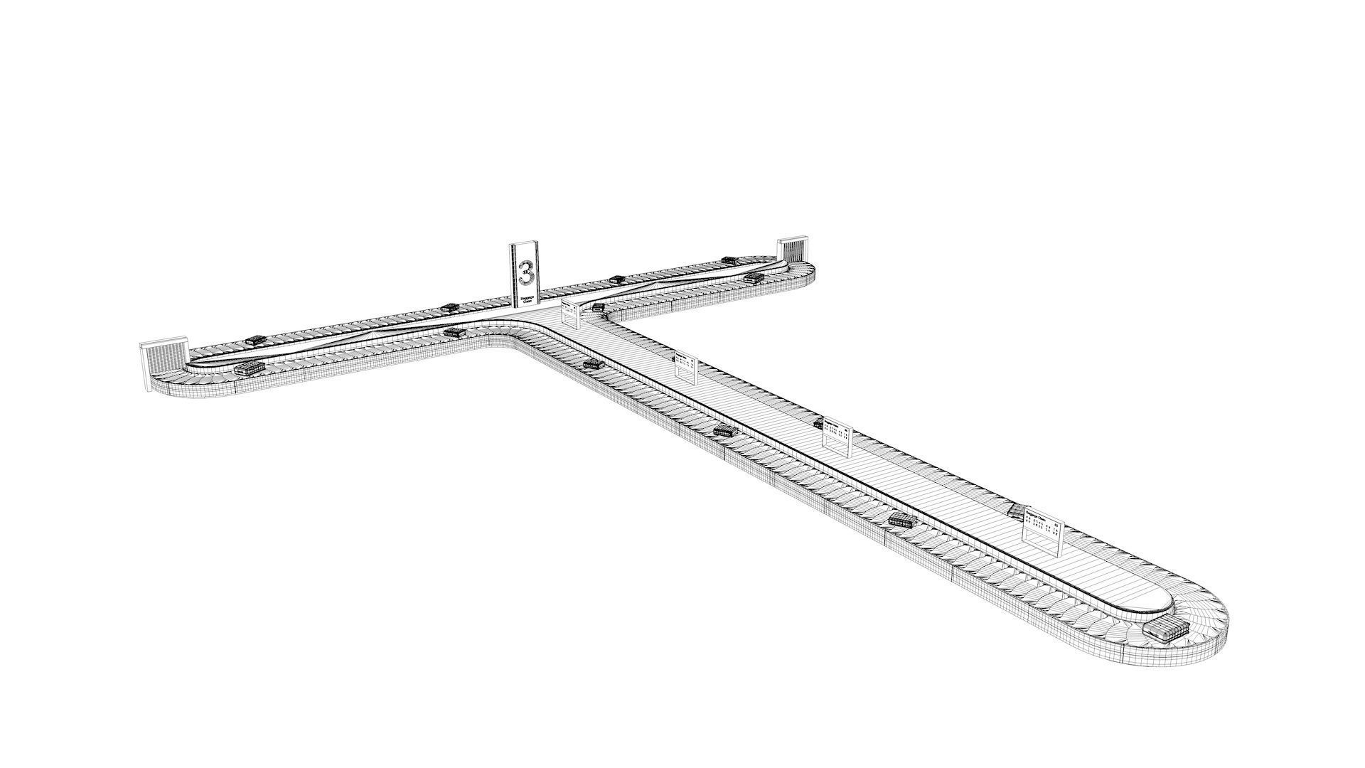 Adjustable Airport Baggage Carousel Conveyor 1 3D model_36