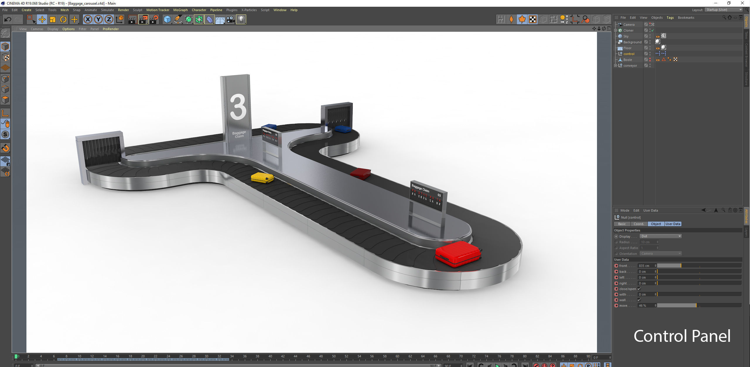 Adjustable Airport Baggage Carousel Conveyor 1 3D model_37