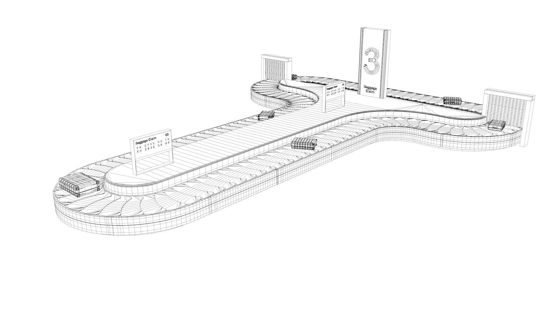Adjustable Airport Baggage Carousel Conveyor 1 3D model_35