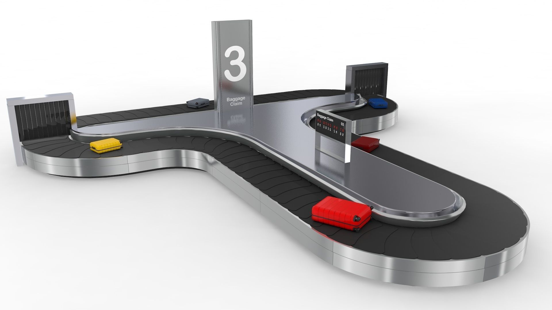 Adjustable Airport Baggage Carousel Conveyor 1 3D model_33