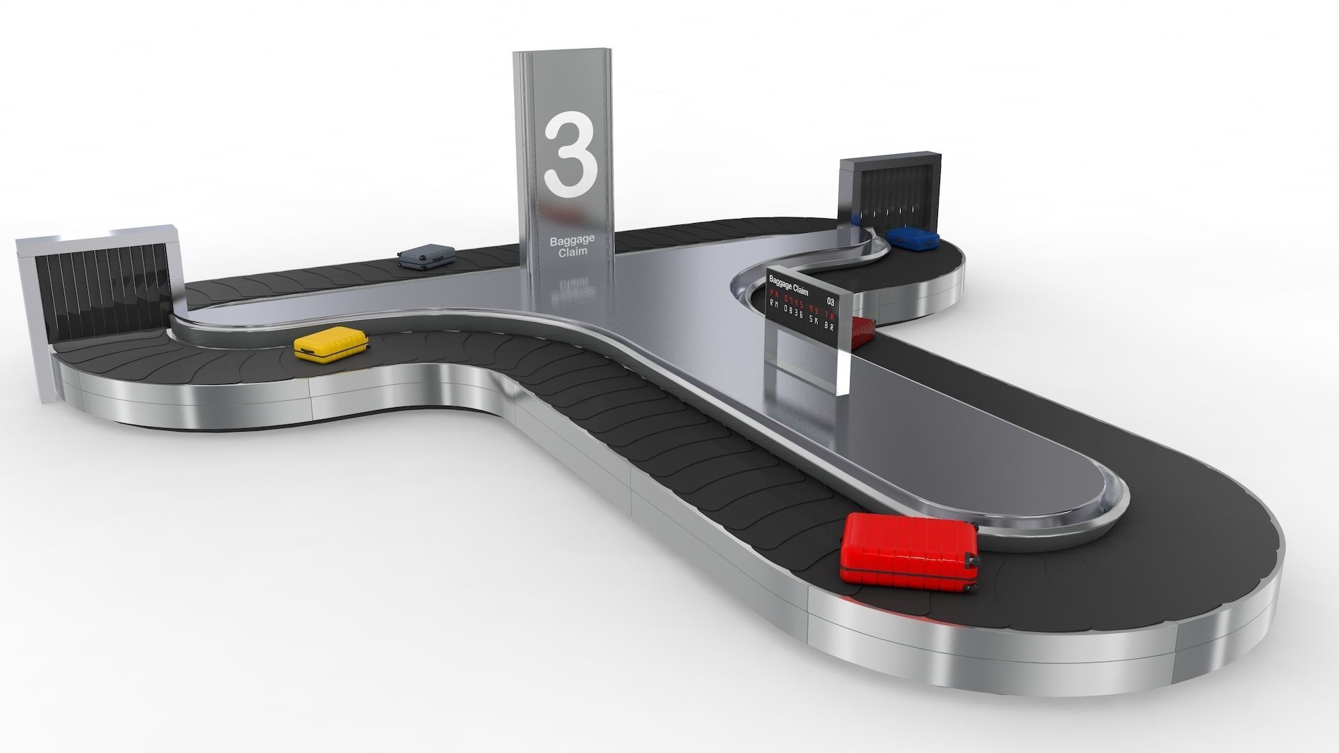 Adjustable Airport Baggage Carousel Conveyor 1 3D model_32