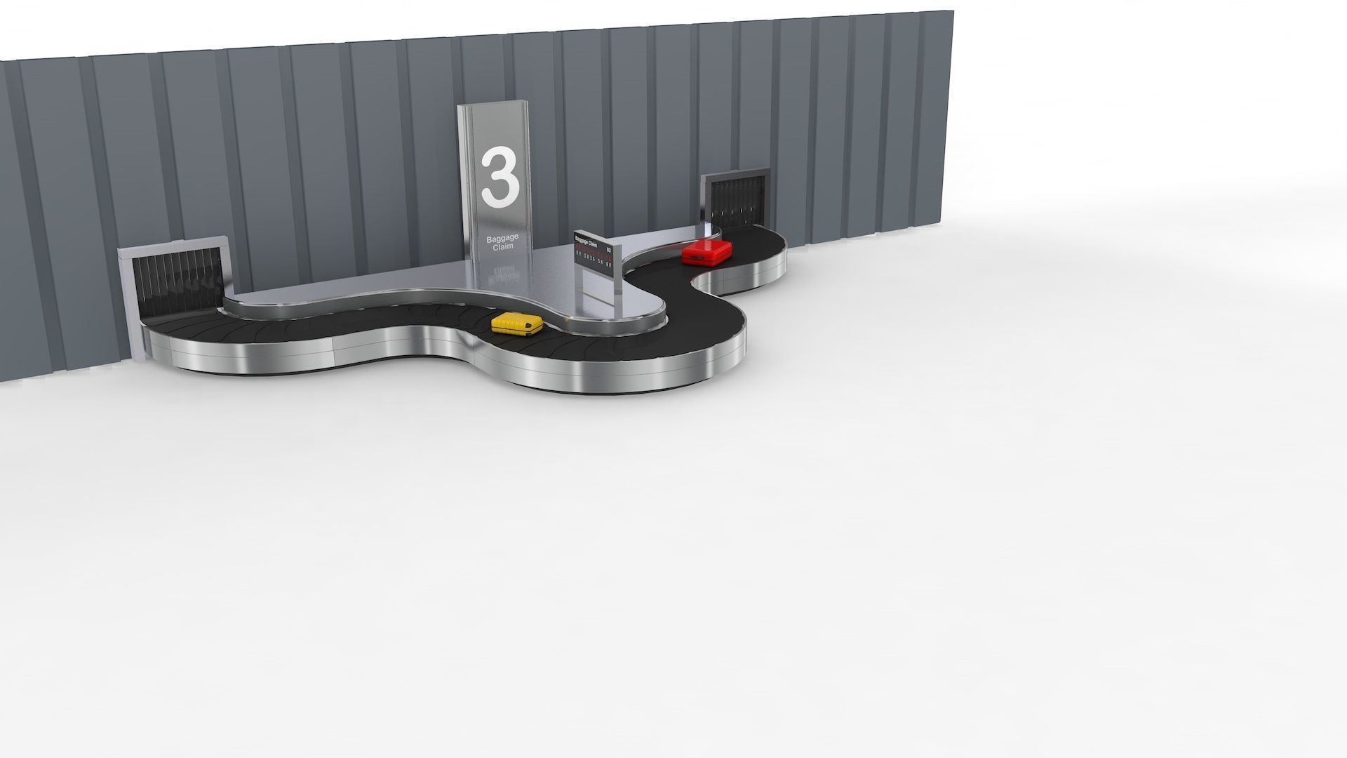 Adjustable Airport Baggage Carousel Conveyor 1 3D model_9