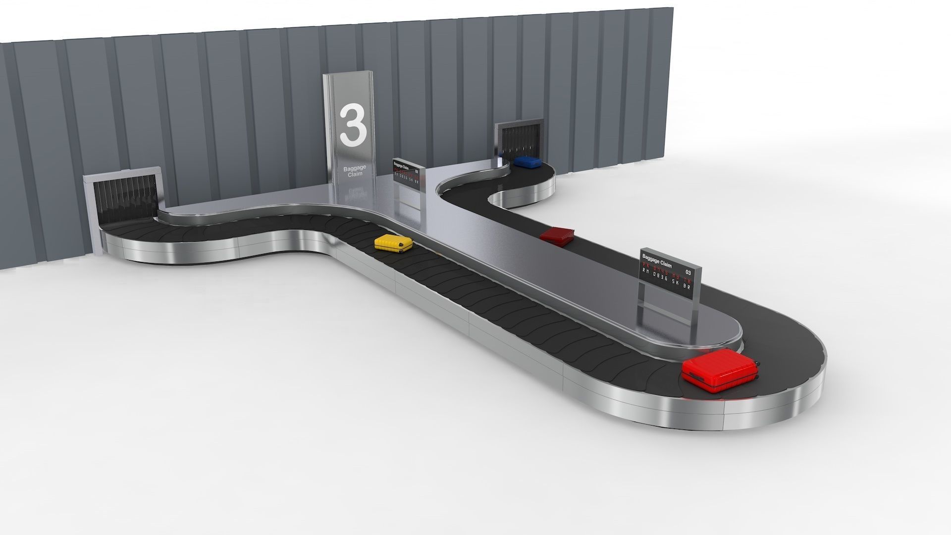 Adjustable Airport Baggage Carousel Conveyor 1 3D model_8